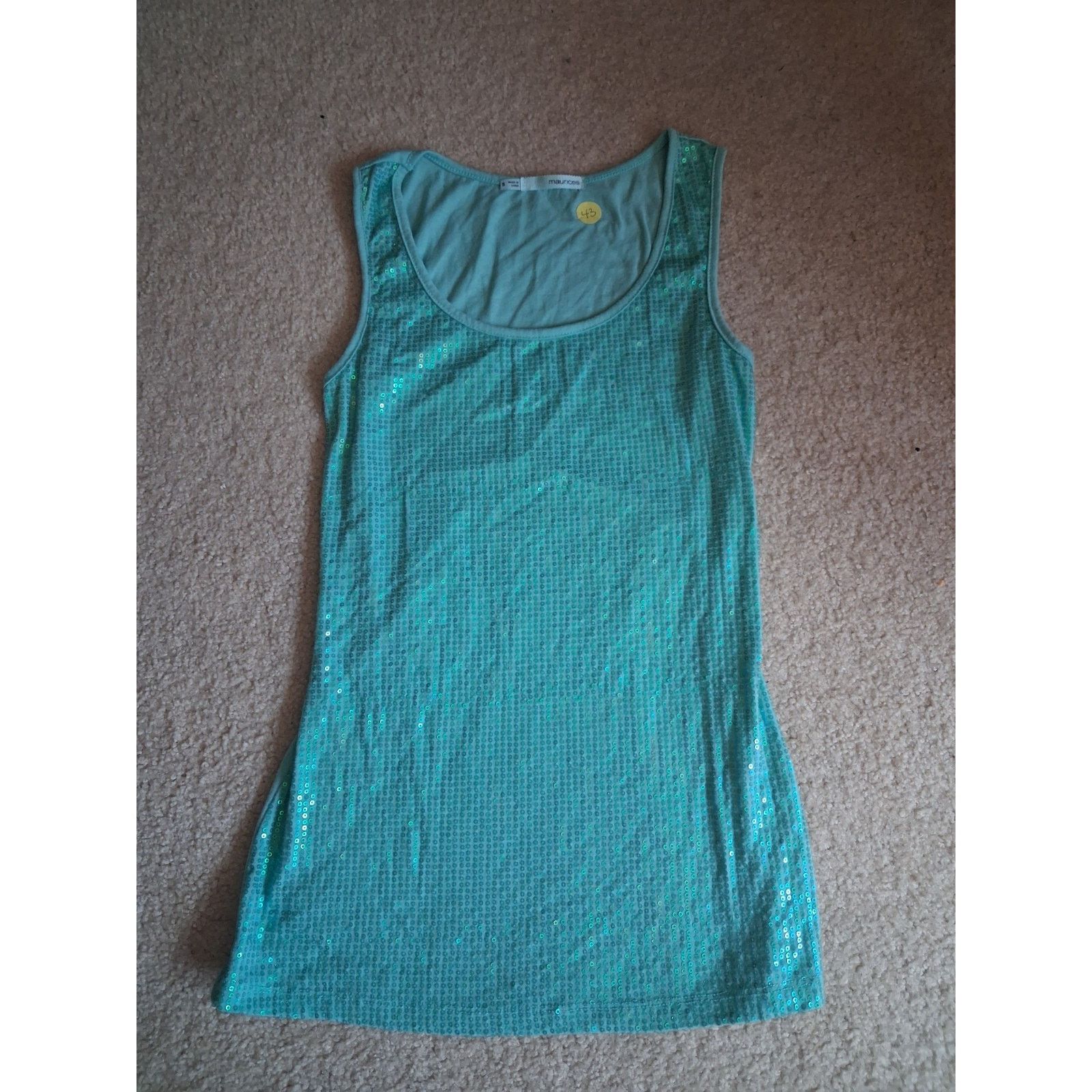 Maurice Lacroix maurices Women's Blue Sequin Sleeveless Tank Top S Regular Size S / US 4 / IT 40 - 1 Thumbnail