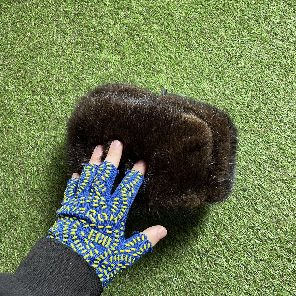 Vintage Vintage 90s Dark Green Suede Fur Trapper Hat Brutalist OS Size ONE SIZE - 5 Thumbnail