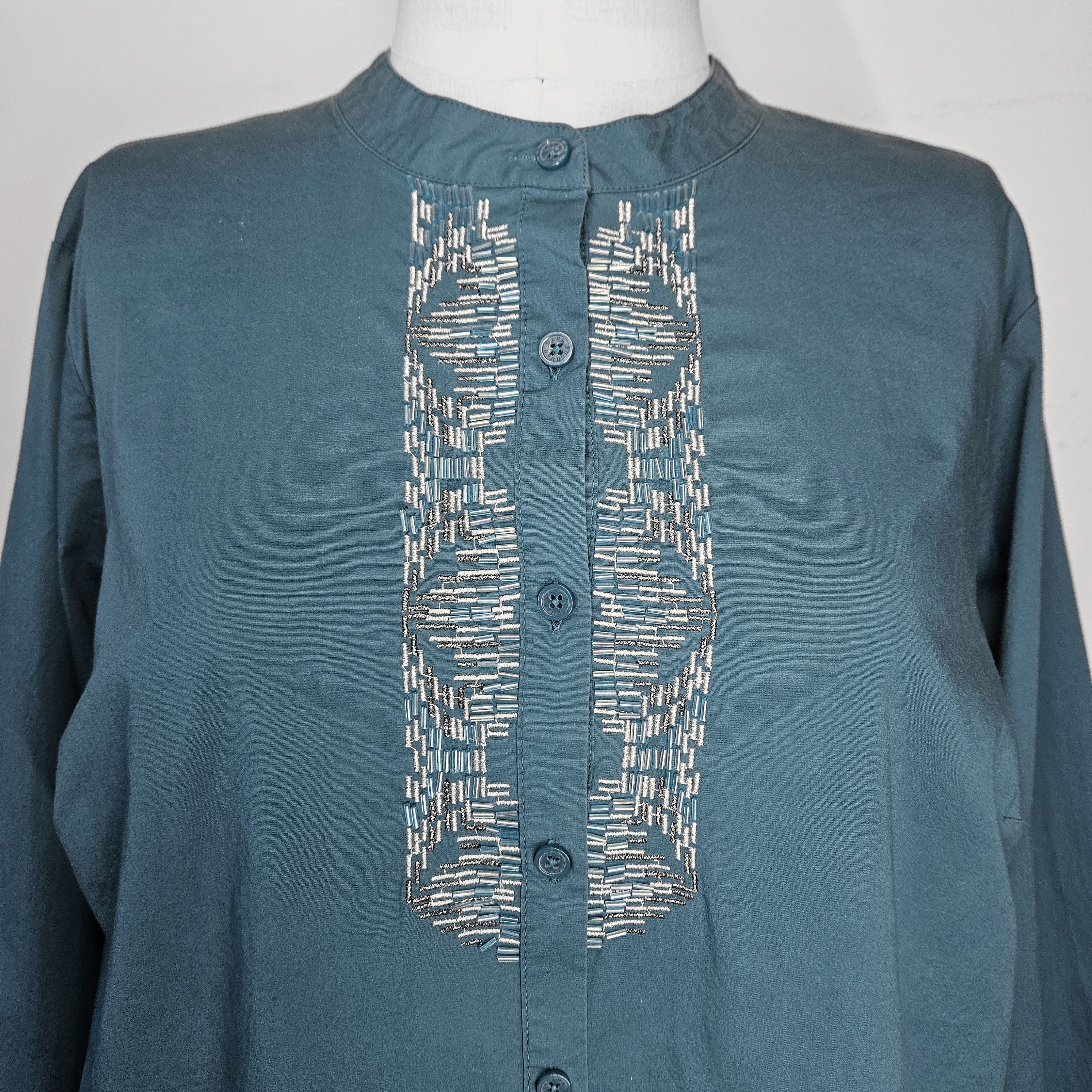 Other Dana Buchman Sze 2X Shirt Button Down 100% Cotton Beaded Size XXL / US 16-18 / IT 52-54 - 6 Thumbnail