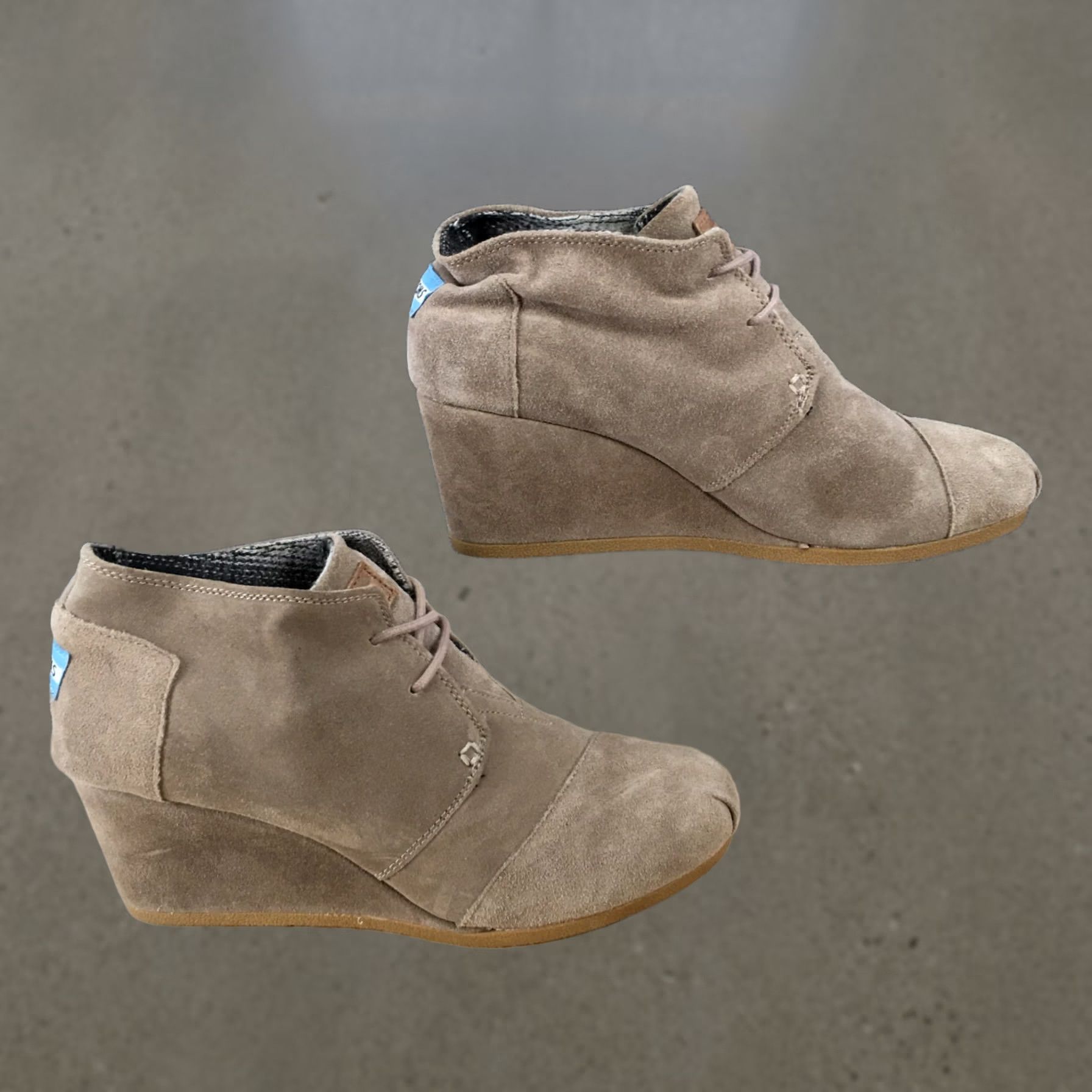 Toms TOMS Boots Womens 9.5 Desert Wedge Ankle Bootie Brown Suede Lace Up Casual Shoes Size US 10 / IT 40 - 1 Thumbnail