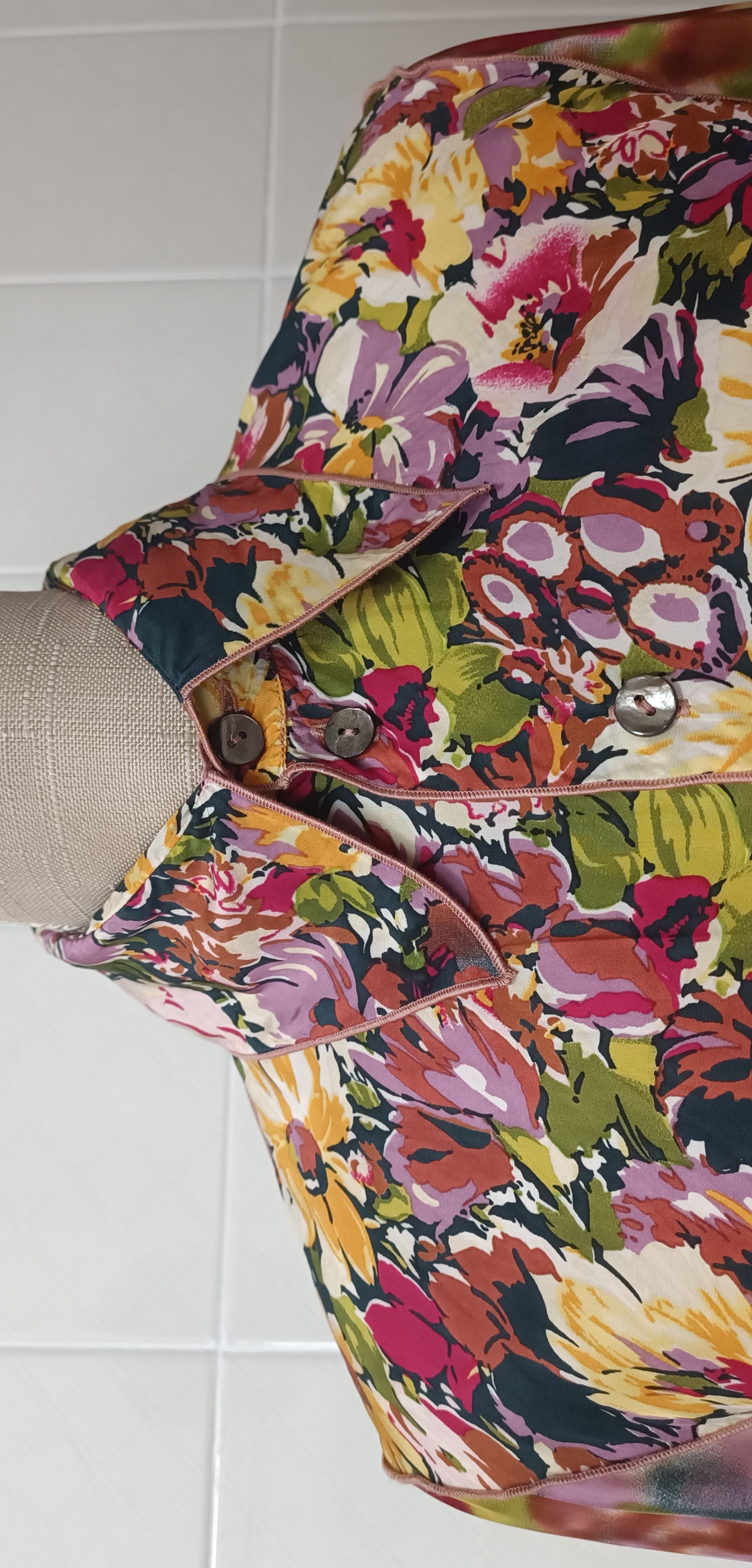 Jean Paul Gaultier SS2001- Satin flower tie-dye shirt Size M / US 6-8 / IT 42-44 - 5 Thumbnail
