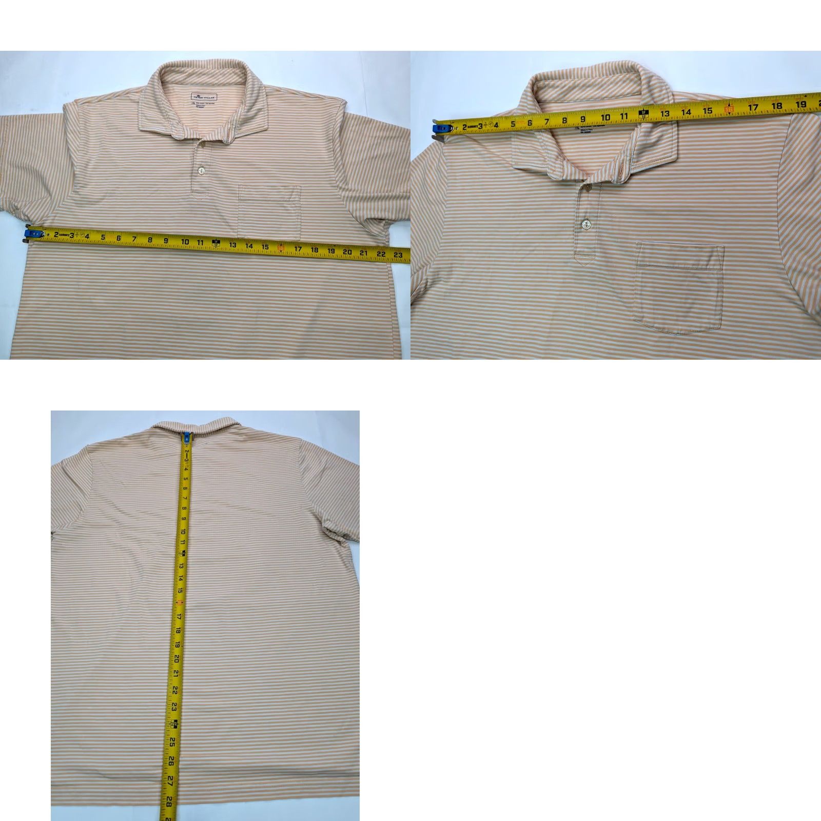 Peter Millar Peter Millar Golf Polo Shirt Men L Orange White Striped Performance Stretch Shirt Size US L / EU 52-54 / 3 - 8 Thumbnail