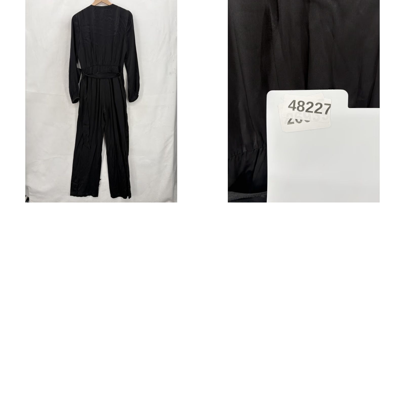 White House Black Market White House Black Market Jumpsuit Womens 4 Black LS V Neck Satin Belted Wide Leg Size 27" / US 4 / IT 40 - 11 Thumbnail
