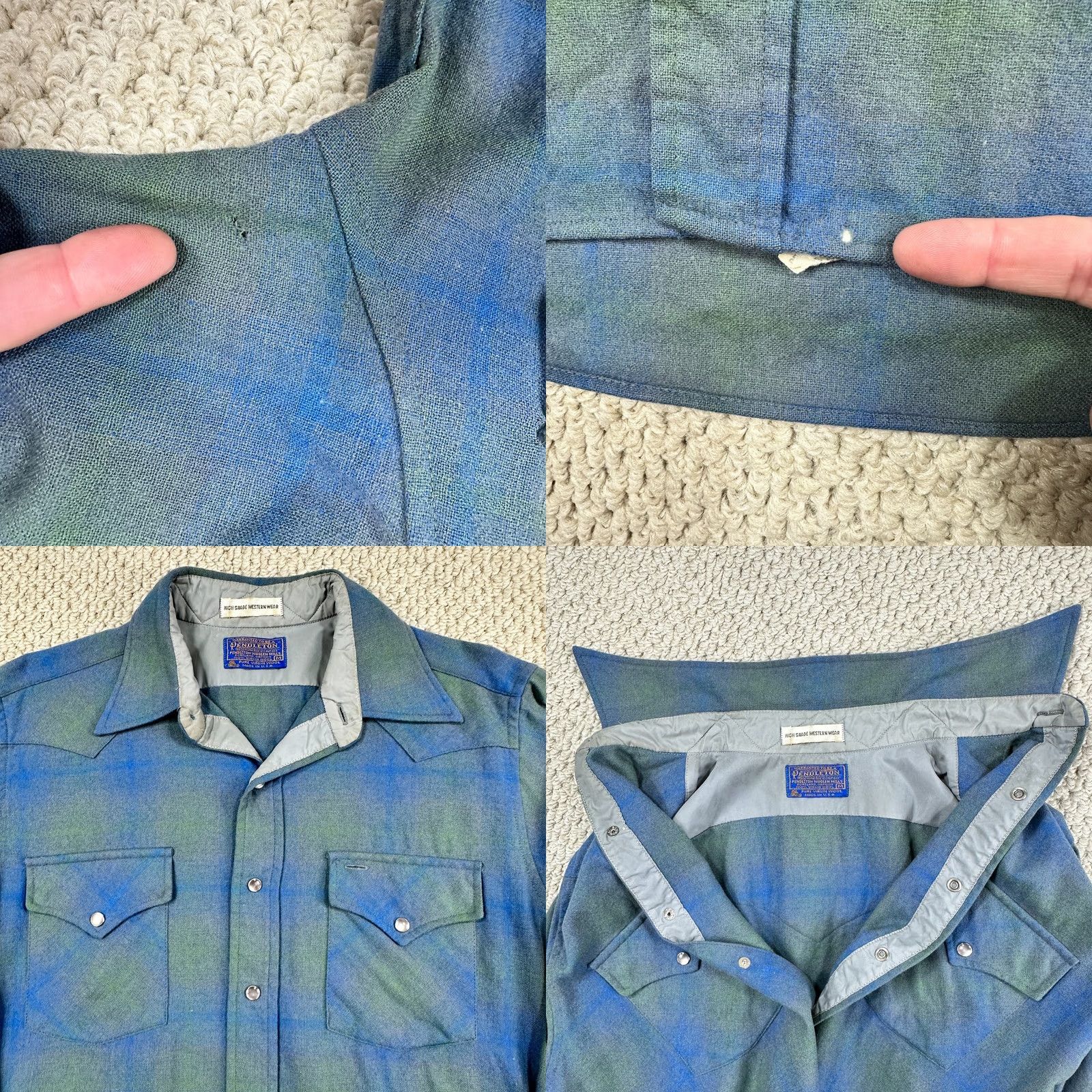 Pendleton VINTAGE Pendleton Shirt Men M Blue Shadow Plaid High Grade Western Flannel Size US M / EU 48-50 / 2 - 8 Thumbnail