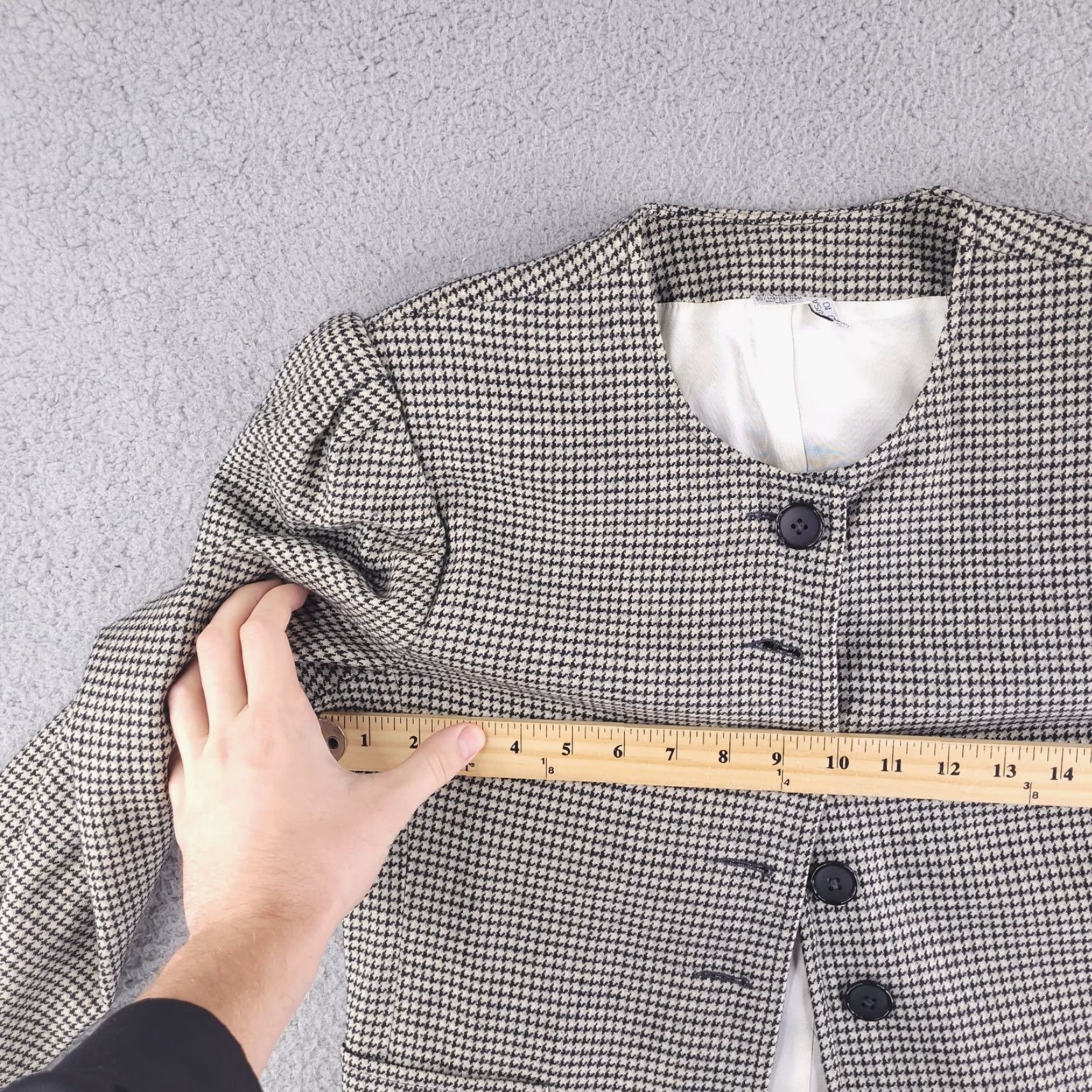 Vintage VINTAGE Jacket Womens 10 Houndstooth Cashmere Wool Blend Black White Pea Coat Womens Size L / US 10 / IT 46 - 5 Thumbnail