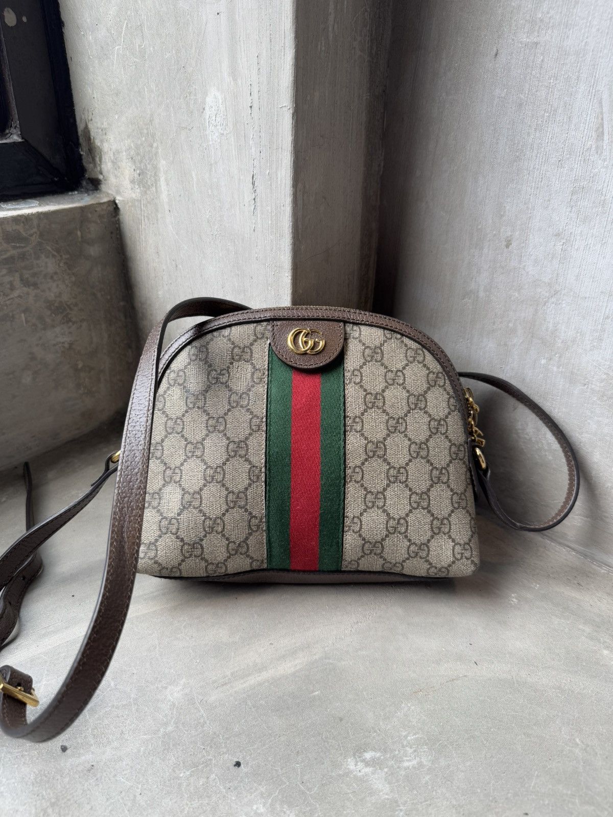 Gucci GUCCI BROWN CANVAS GG SUPREME OPHIDIA DOME SMALL BAG Size ONE SIZE - 3 Thumbnail