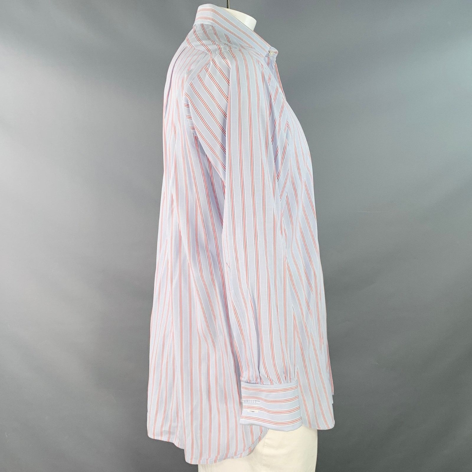 Turnbull & Asser Size L Blue Navy Red Stripe Cotton Long Sleeve Shirt Size US L / EU 52-54 / 3 - 3 Thumbnail