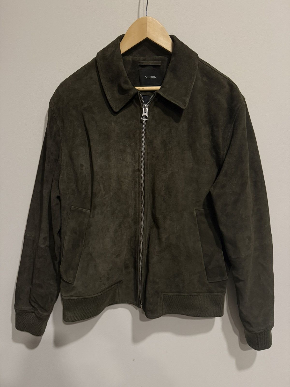 Vince Vince Suede Bomber Jacket in Dark Carrillo Green Size US S / EU 44-46 / 1 - 1 Thumbnail