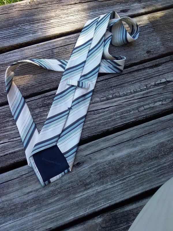 Ermenegildo Zegna Navy Herringbone Striped Silk VTG 58"