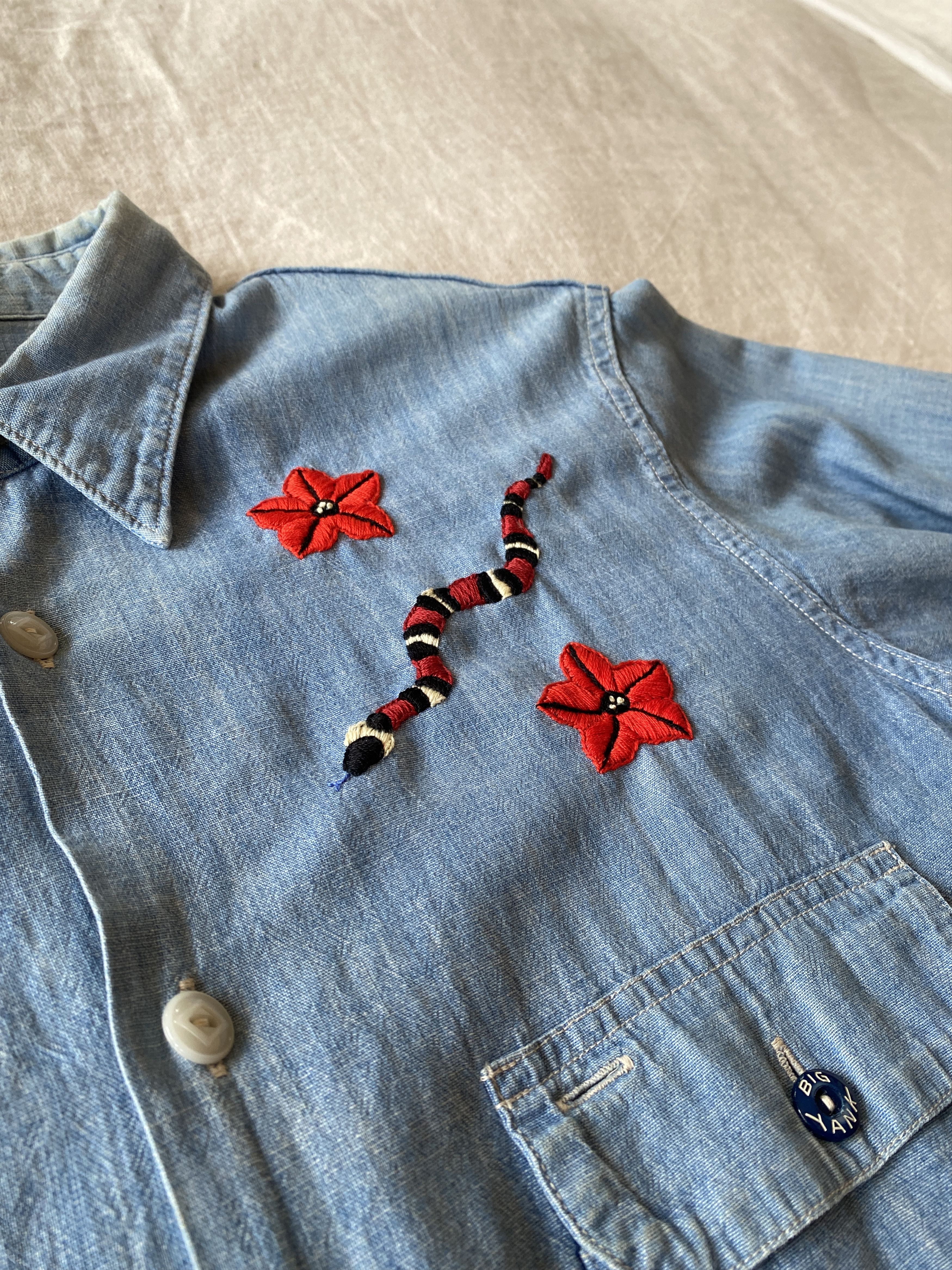 Japanese Brand BIG YANK Vintage Denim Shirt with embroidery Size M / US 6-8 / IT 42-44 - 4 Thumbnail