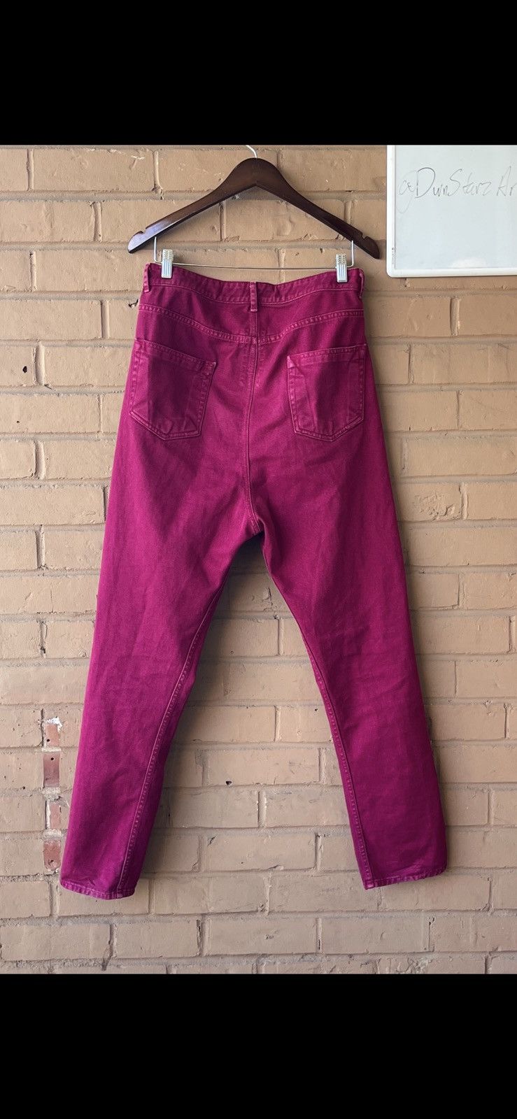 Rick Owens Fuxia Vomit Bleach Red Collapse Cut Jeans Size US 31 - 2 Thumbnail