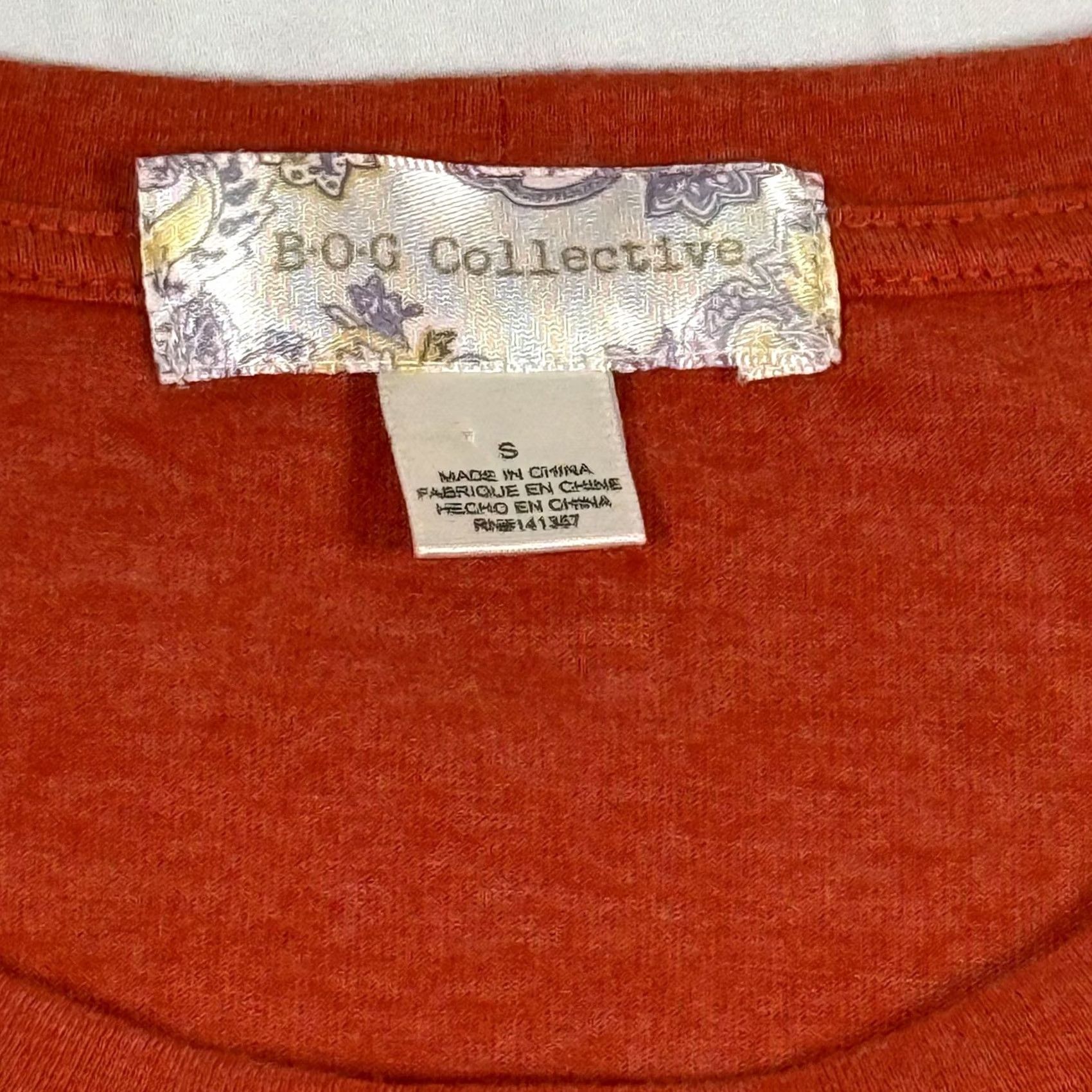 Vintage BOG Collective Womens Small Front Tie Shirt Top Knot Hem Crewneck Orange Fall Size S / US 4 / IT 40 - 2 Thumbnail