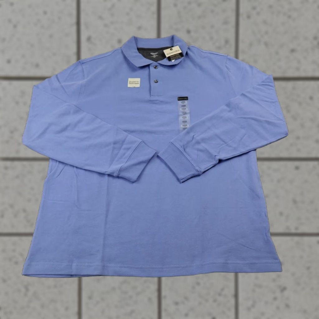 Vintage St. John's Bay Polo Shirt Mens L Blue Sueded Jersey Long Sleeve Golf Preppy Shirt Size US L / EU 52-54 / 3 - 1 Thumbnail
