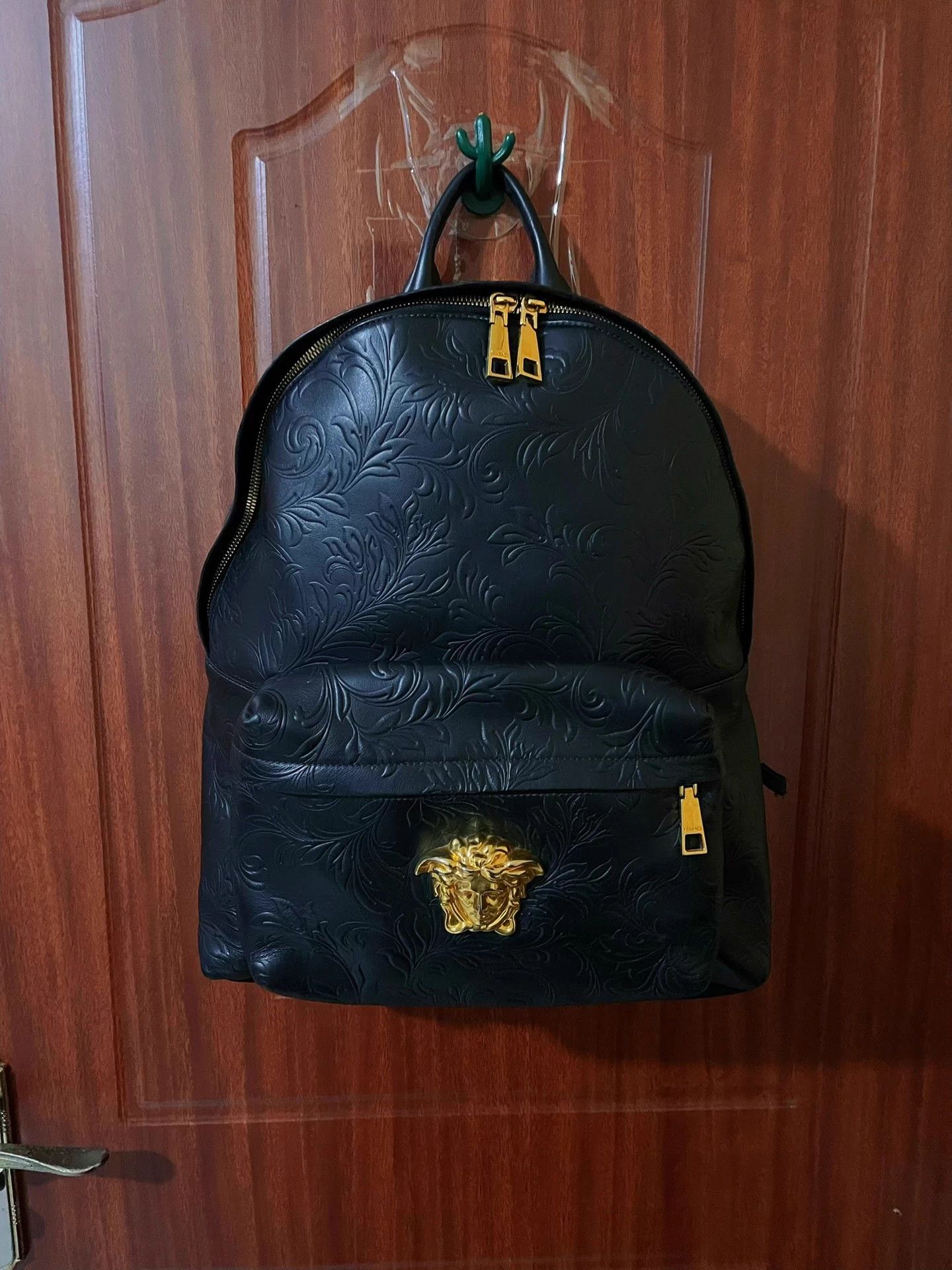 Versace Versace Classic Baroque Embossed Leather Backpack Size ONE SIZE - 1 Thumbnail