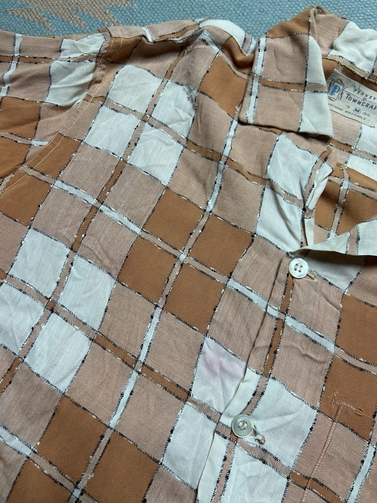 Vintage Vtg 50s Penney’s towncraft button shirt loop collar rayon M Size US M / EU 48-50 / 2 - 9 Thumbnail