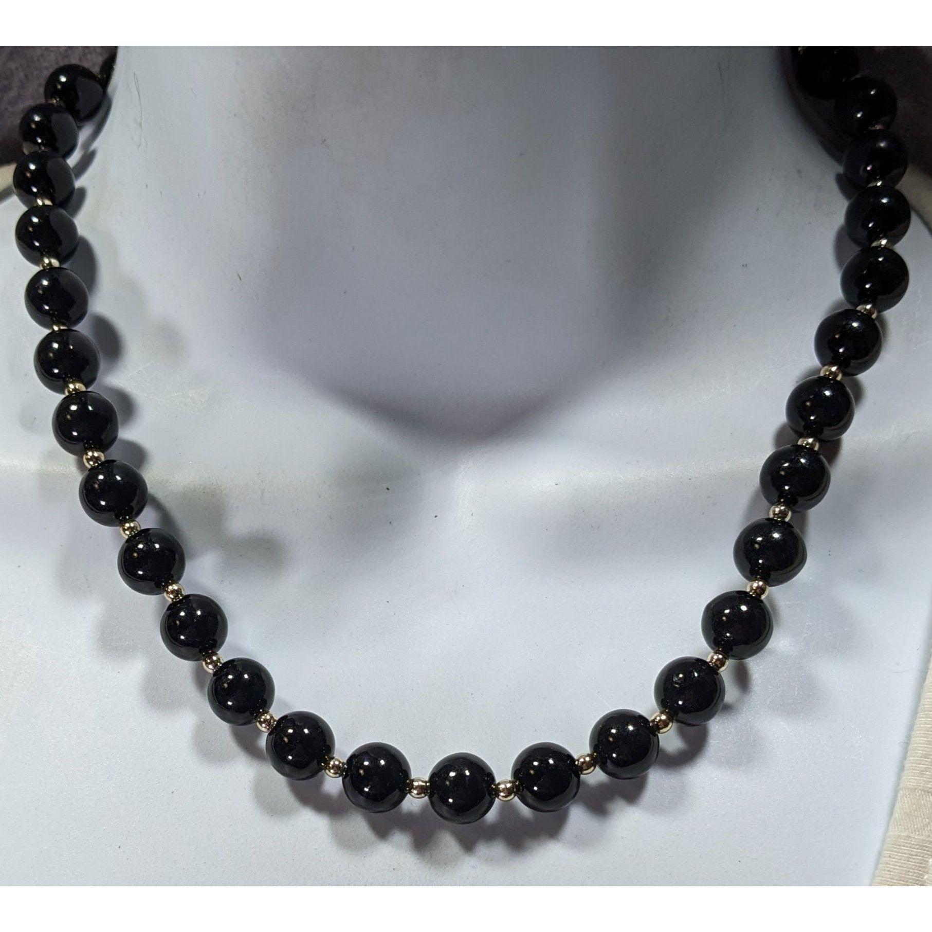 Other Elegant Corporate Goth Black Beaded Necklace With Silver Ton Size ONE SIZE - 2 Thumbnail