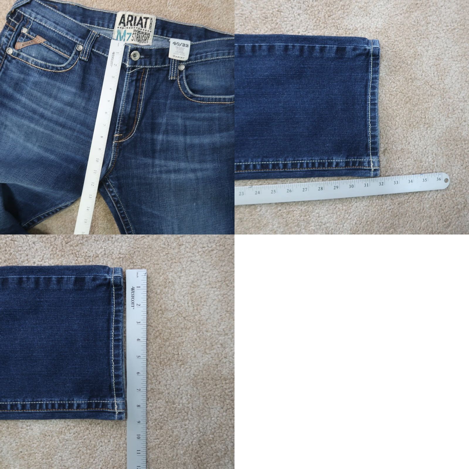 Ariat Ariat M7 Rocker Straight Jeans Men 40x32 Blue Denim 5-Pocket Regular Waist Size US 40 / EU 56 - 9 Thumbnail
