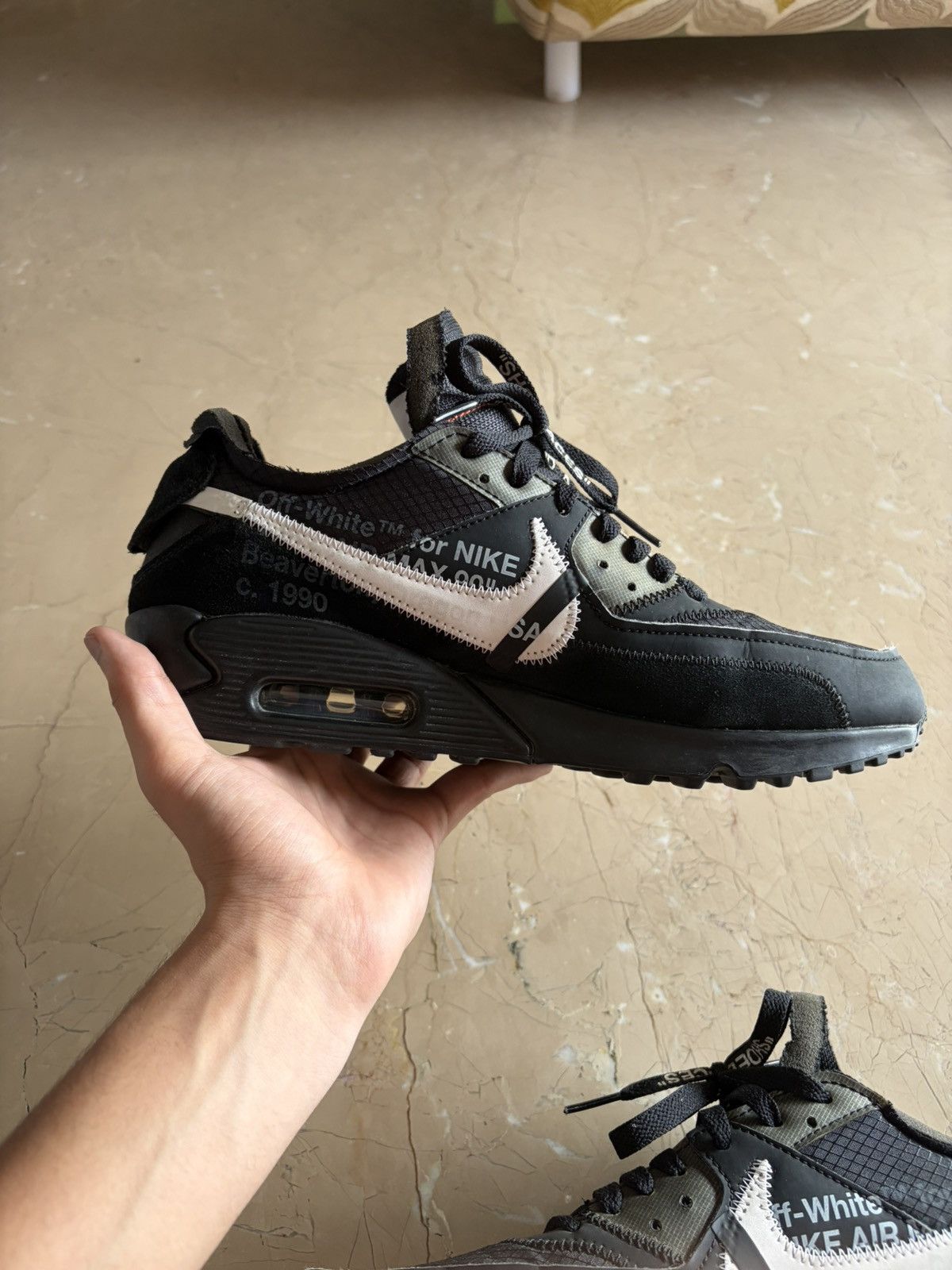 Nike × Off-White Nike Off White Air Max 90 Black Size US 9.5 / EU 42-43 - 7 Thumbnail