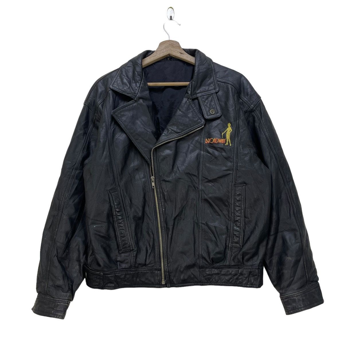 Vtg Family Mart Japan Double Collar Cowhide Leather Jacket
