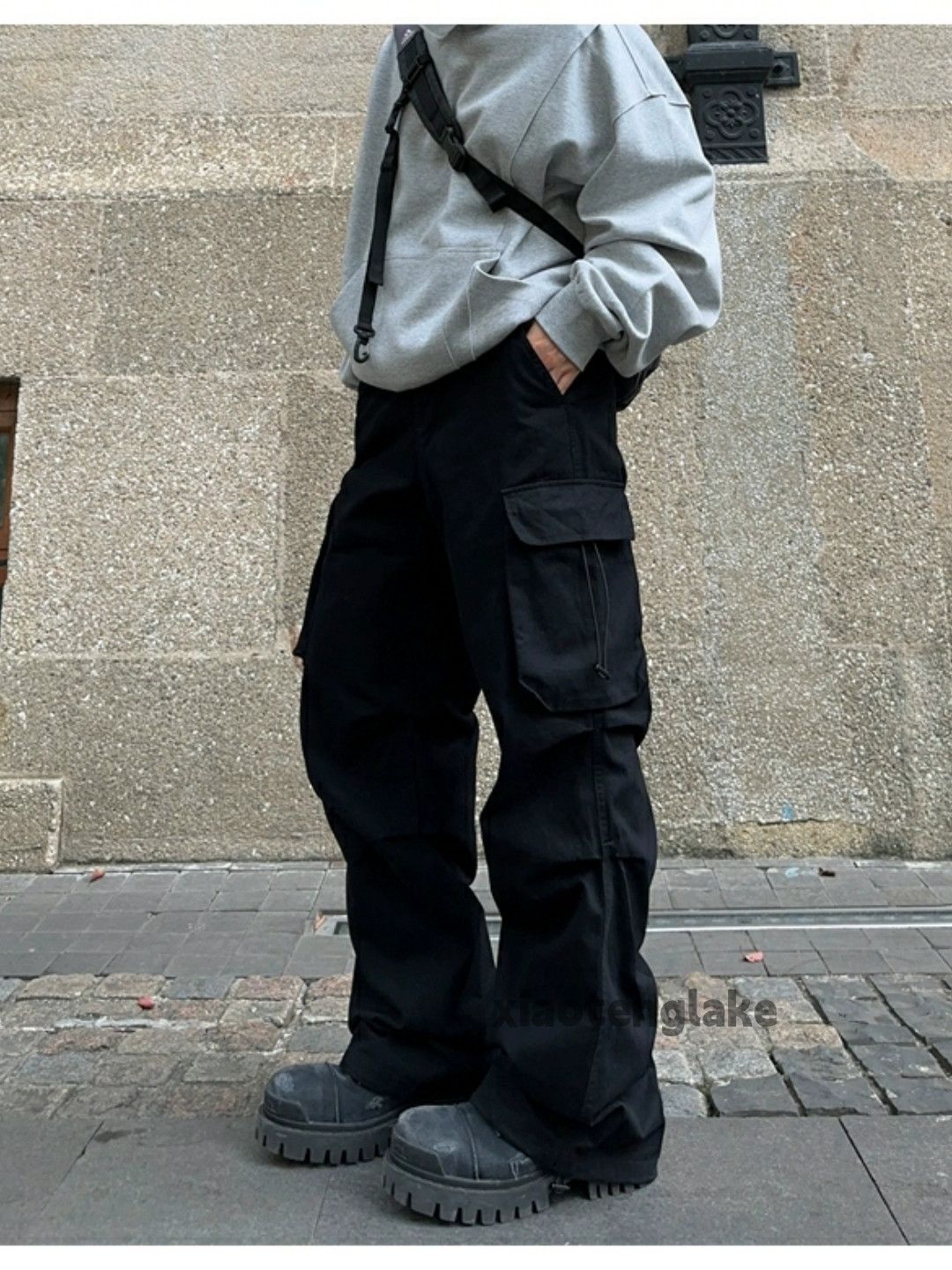utility outdoor skate hiphop pleated baggy cargo pants