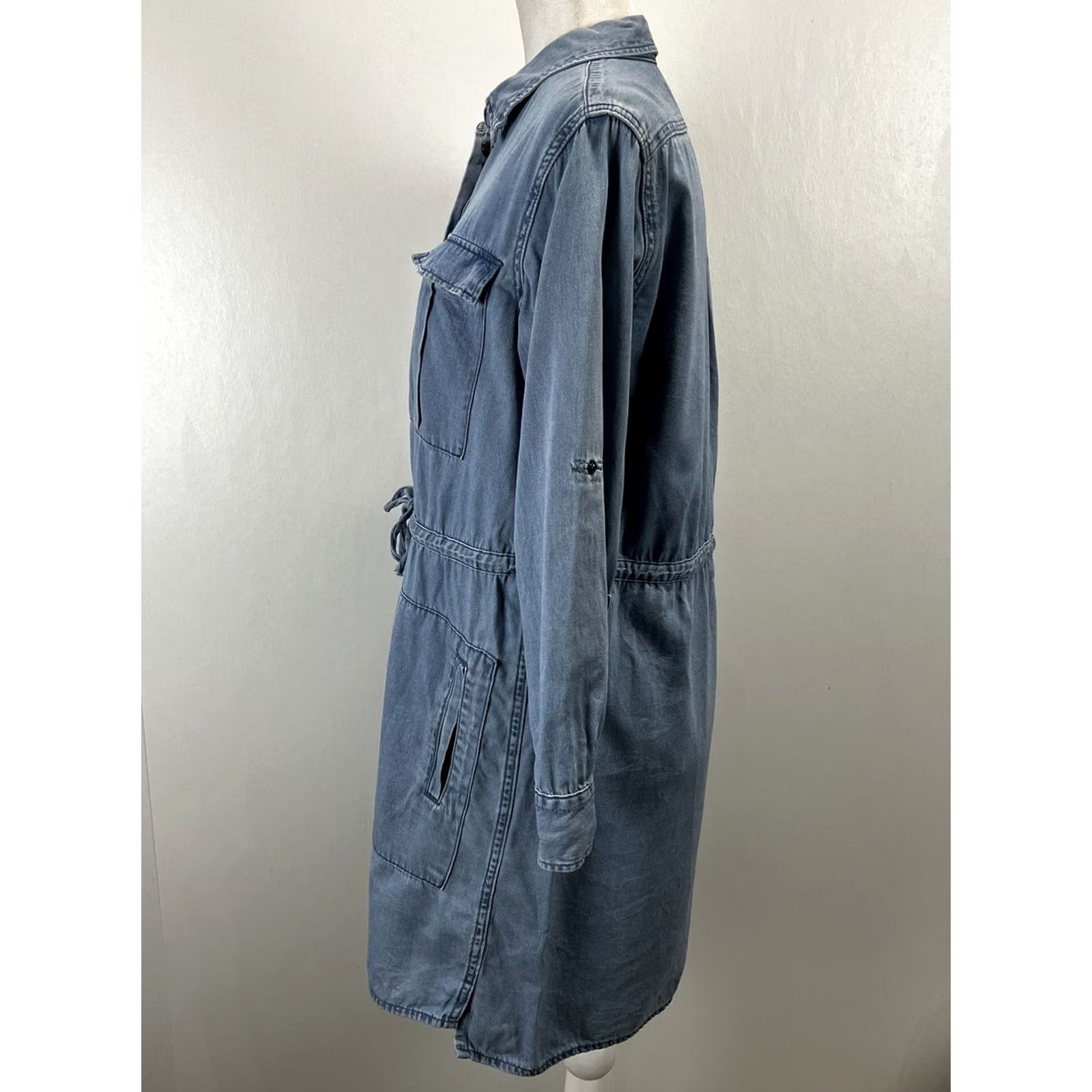 Allsaints AllSaints Millie Denim Shirt Dress Womens M Gathered Waist Short Western Boho Shirt Dress Casual Size M / US 6-8 / IT 42-44 - 2 Thumbnail