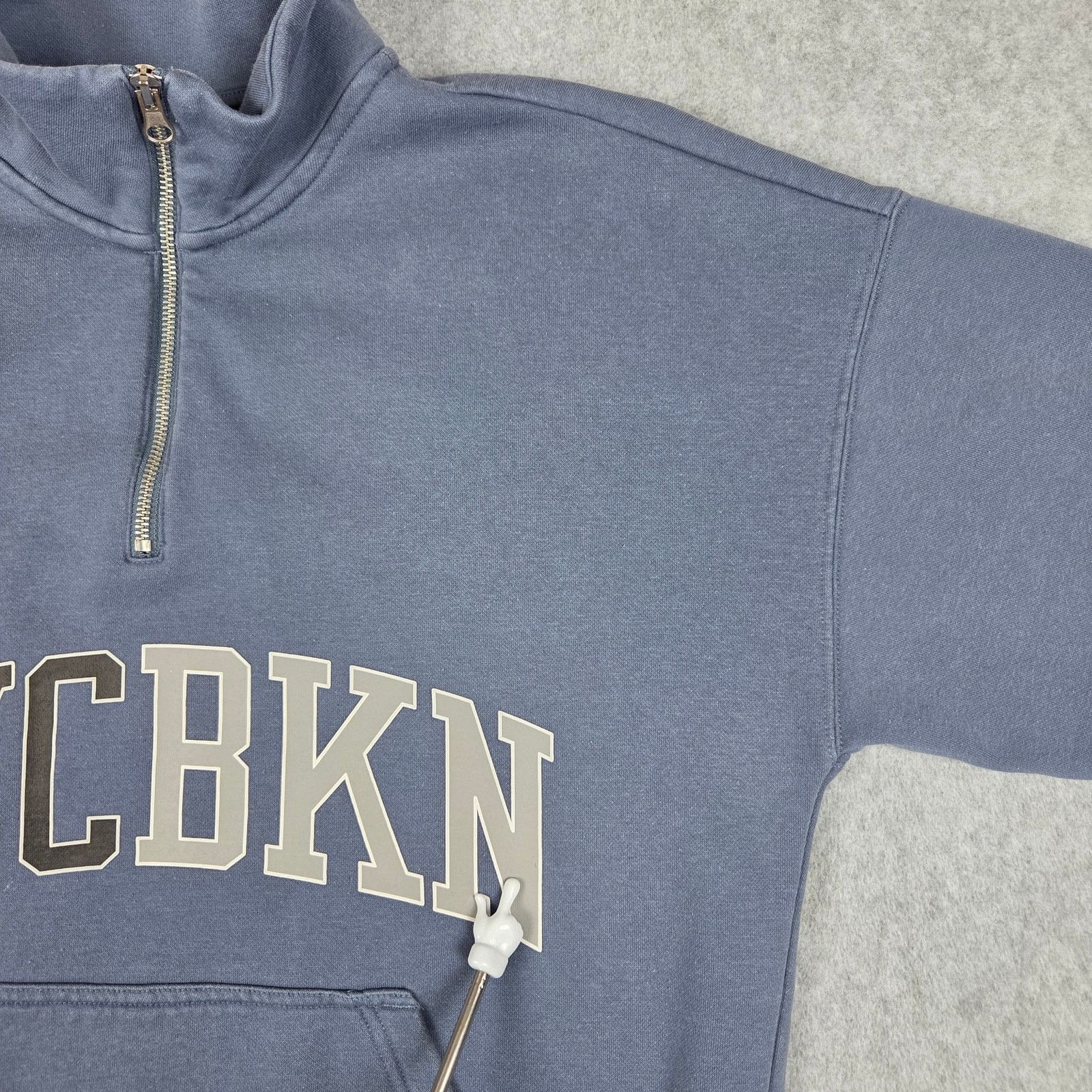 H&M H&M Small Oversized "NYCBKN" Half Zip Blue Sweatshirt Size US S / EU 44-46 / 1 - 7 Thumbnail