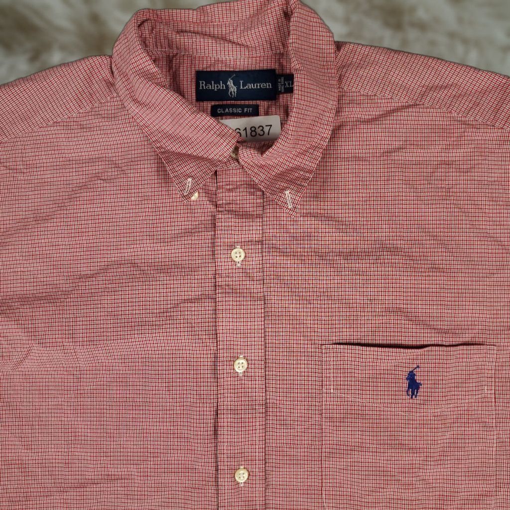 Ralph Lauren VINTAGE Ralph Lauren Shirt Men XL Red Plaid Cotton Casual Button-Up Short Sleeve Mens Size US XL / EU 56 / 4 - 1 Thumbnail