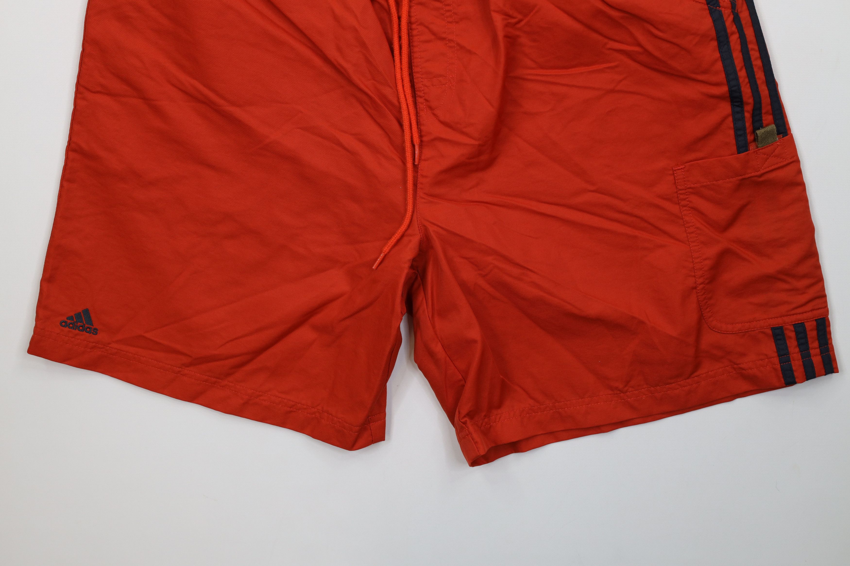 Adidas Vintage 90s Adidas Soccer Shorts Orange Striped Nylon Size US 34 / EU 50 - 4 Thumbnail