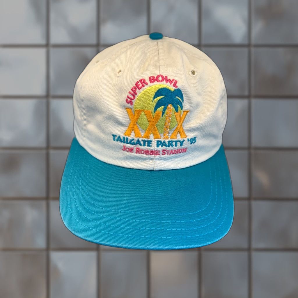 Vintage VINTAGE Ajo Cap CO Men's White Twill Hat - SUPER BOWL XXIX 1995 Tailgate Party - One Size - Adjustable - 90s Sports" Size ONE SIZE - 1 Thumbnail