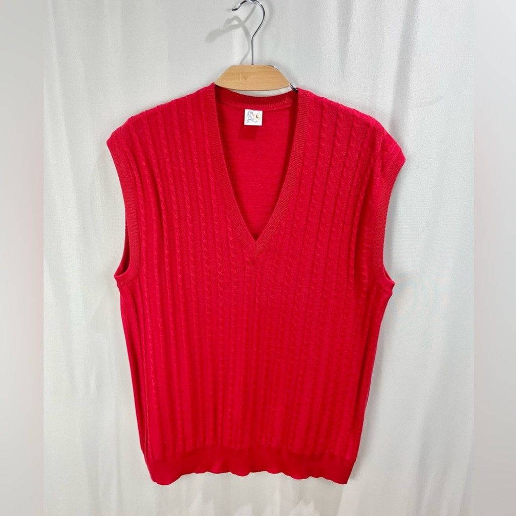 Other B.I.A.M. Red Wool Blend Cable Knit V Neck Sweater Vest L Size US L / EU 52-54 / 3 - 2 Thumbnail