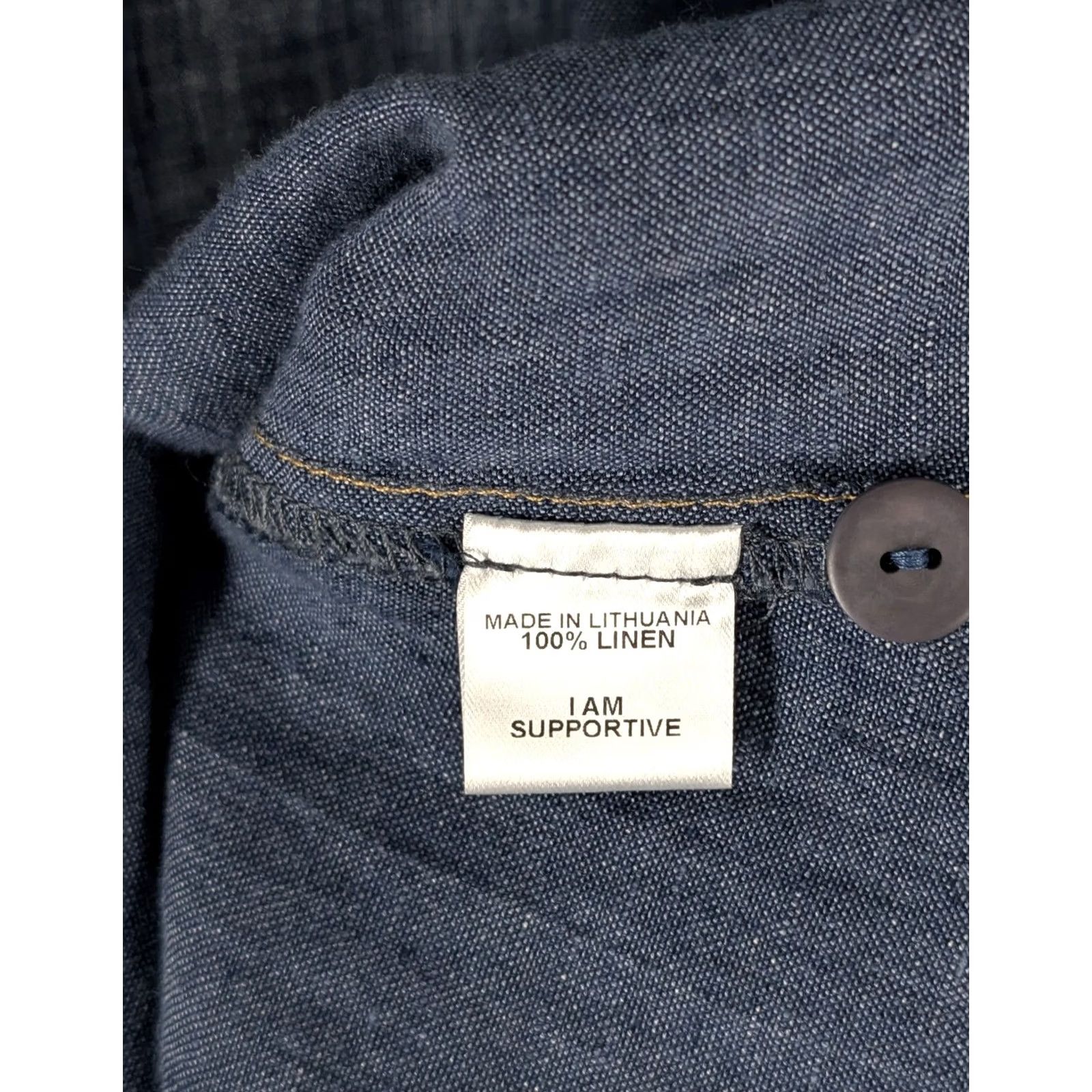 FLAX Flax Linen Shirt Button-Up Indigo Blue Short Sleeve Denim Look Lithuania S Women’s Bohemian Chambray Effect Casual Shirts Size S / US 4 / IT 40 - 5 Thumbnail