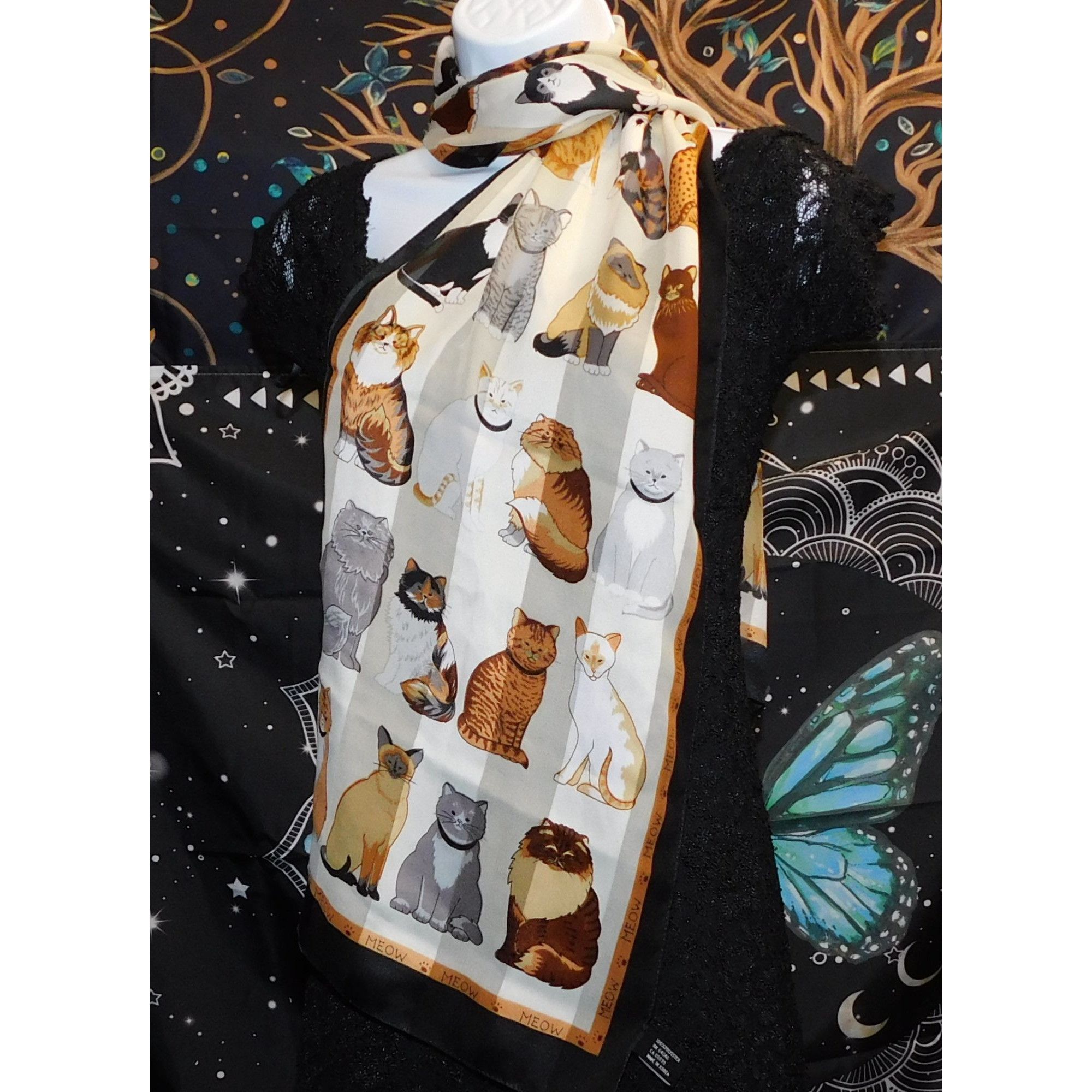 Other Vintage Cat Scarf Lightweight With Subtle Stripes Size ONE SIZE - 1 Thumbnail