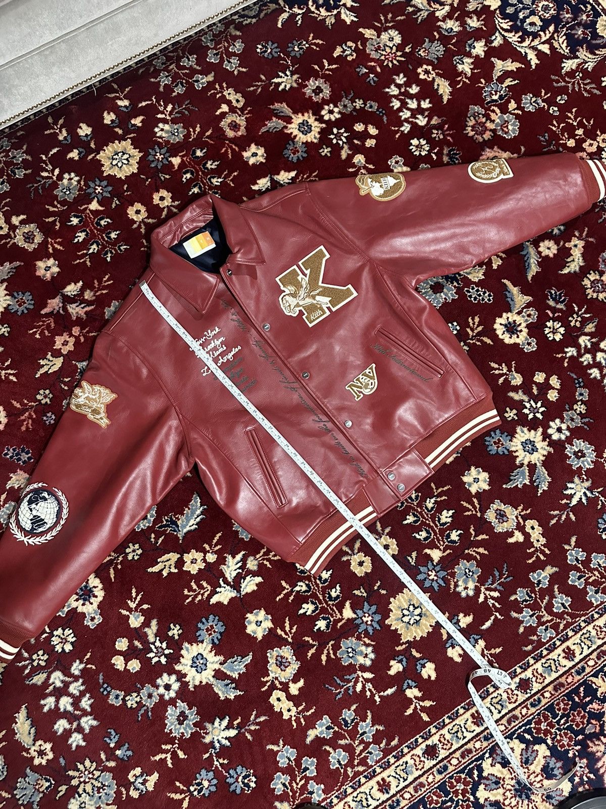 image of Kith Leather Coaches Jacket in Red, Men's (Size XL)