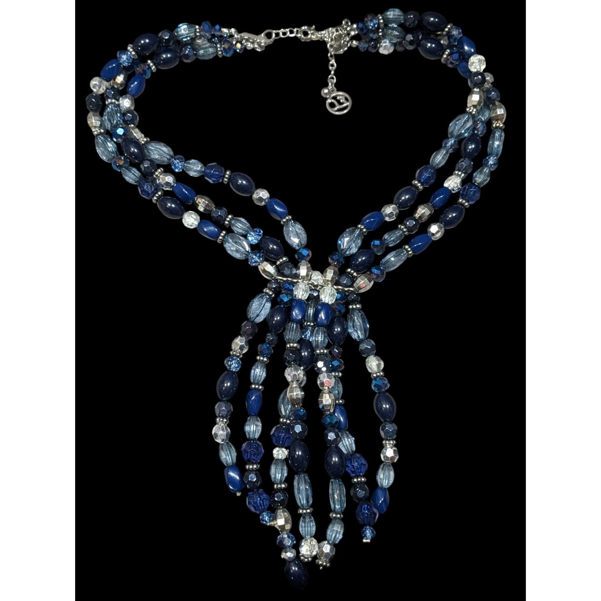 Other Erica Lyons Blue And Silver Tone Beaded Statement Necklace Size ONE SIZE - 1 Thumbnail
