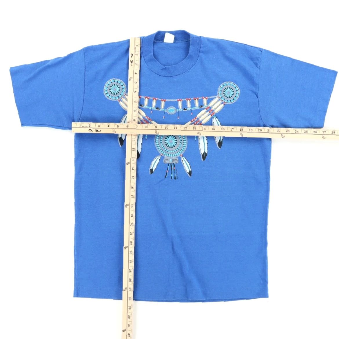 Vintage VINTAGE Air Waves T-Shirt Shirts Blue Men L VTG Dream Catcher Native Single Stitch Solid Crew Neck Short Sleeve Cotton Blend Times? Size US L / EU 52-54 / 3 - 3 Thumbnail