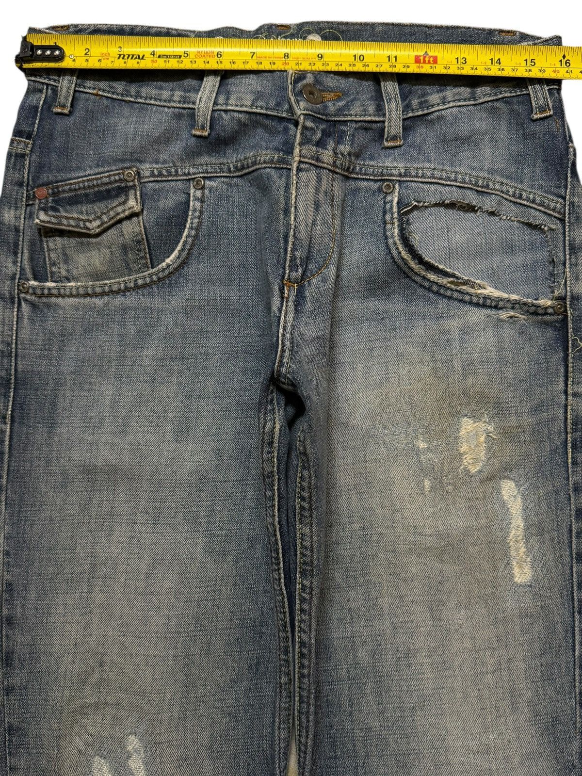 14th Addiction Vintage Y2K Japanese Brand Blue Faded Wash Spiral Leg Baggy Size US 31 - 10 Thumbnail