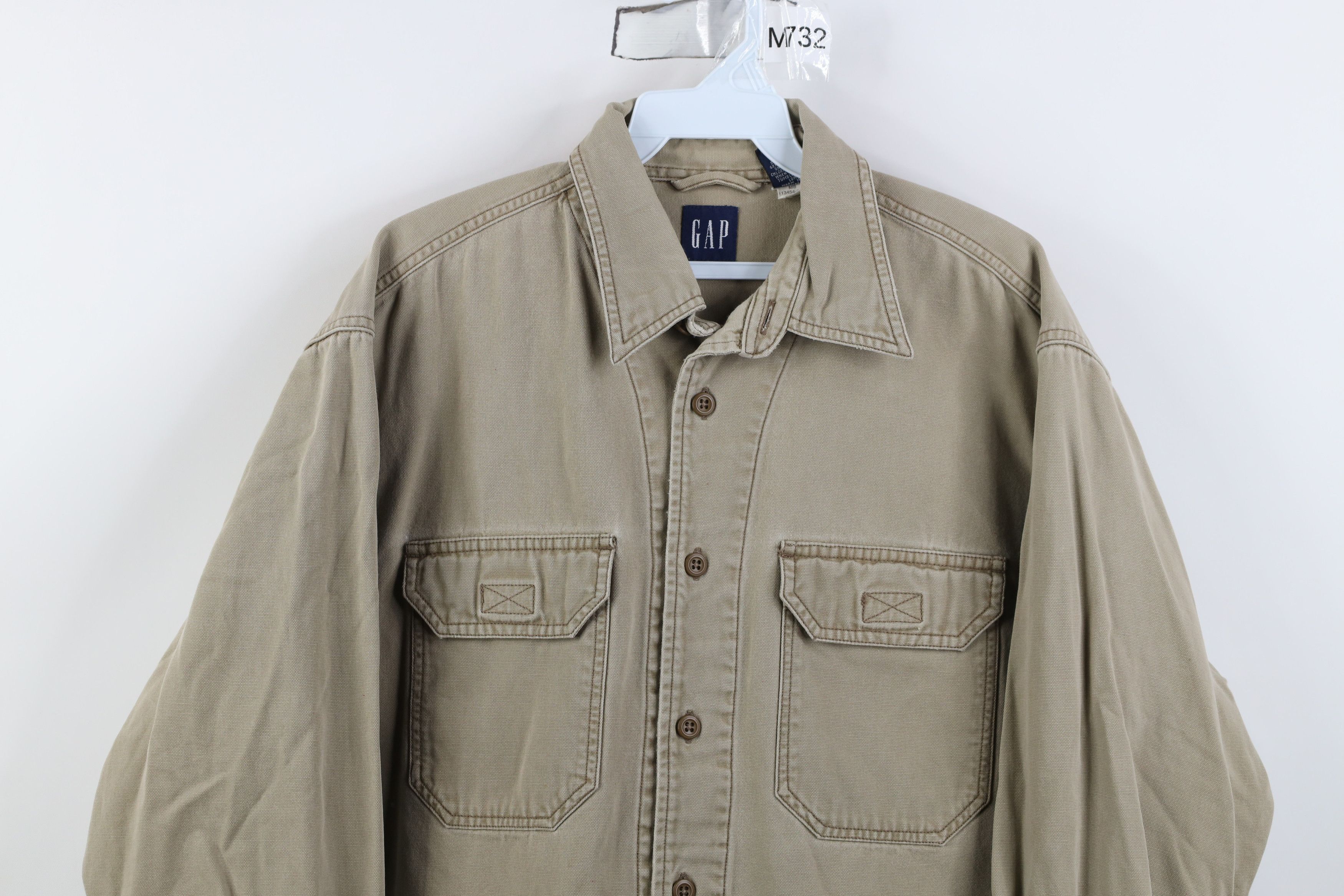 Gap Vintage 90s Gap Heavyweight Collared Button Shirt Beige Size US M / EU 48-50 / 2 - 2 Thumbnail