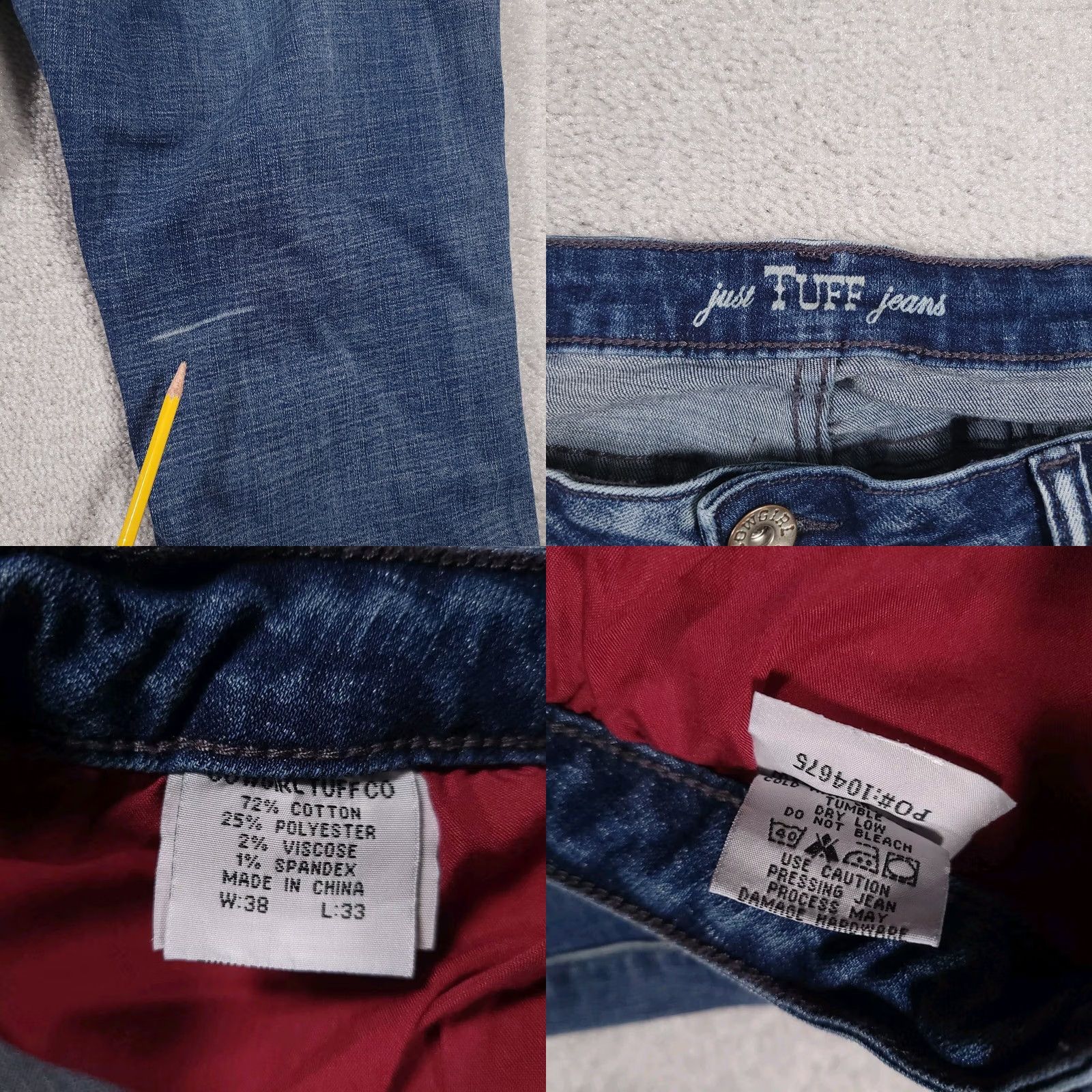 Vintage Just Tuff Jeans Women's Blue Jeans 38X33 Medium Wash High Rise Stretch Flared Denim 5-Pocket Regular Size 26" / US 2 / IT 38 - 10 Thumbnail