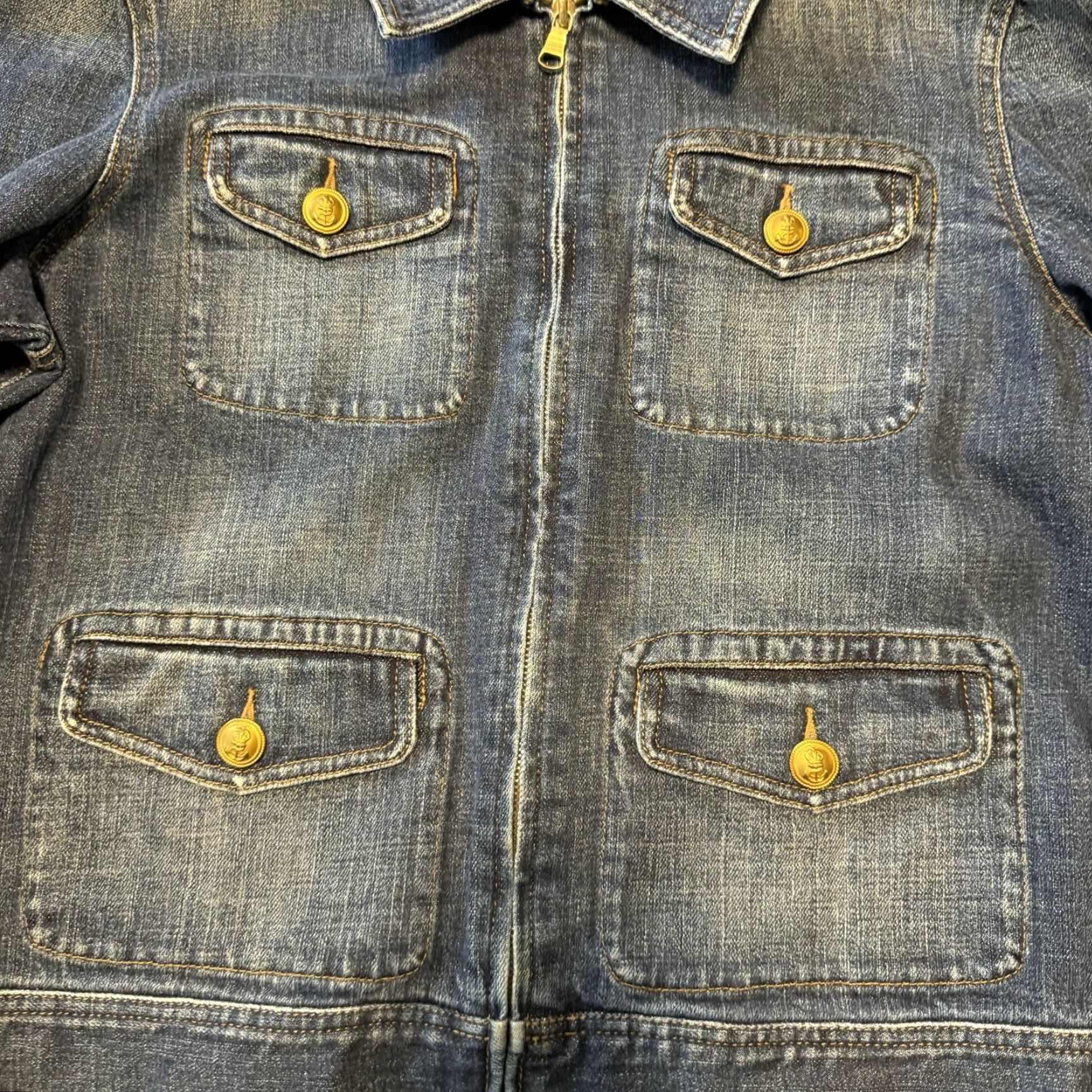 Ralph Lauren Polo Ralph Lauren Women’s Denim Trucker Jacket XL Gold Button Denim Trucker Jacket Women’s Casual Pockets Collared Nautical Vintage No Size 40" / US 18 - 2 Thumbnail