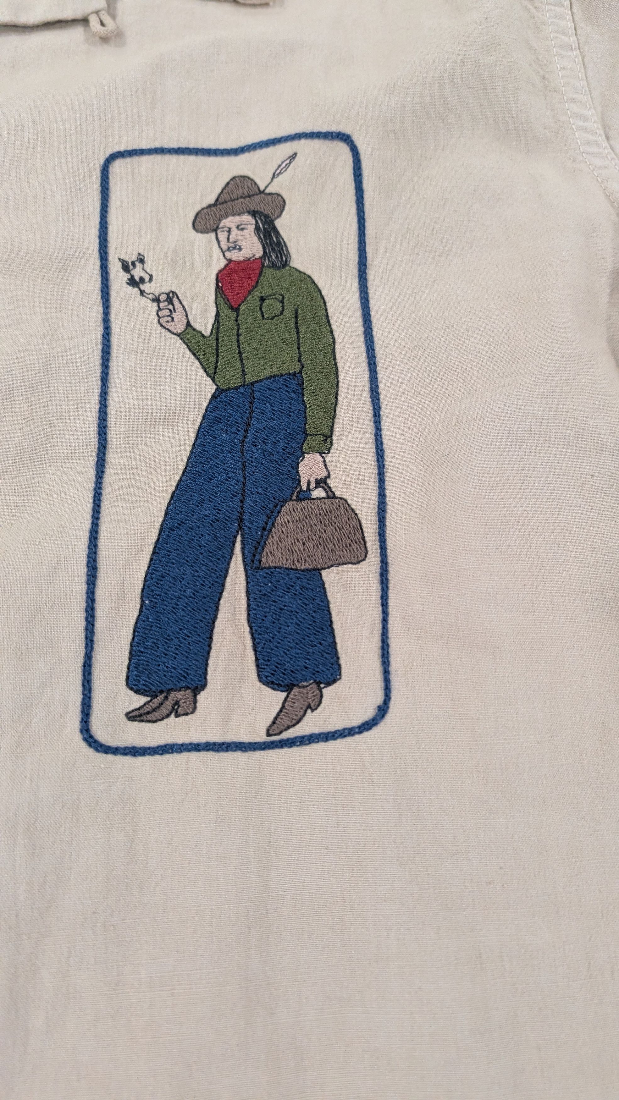 Samuel Zelig Box Camp Shirt Embroidered Art