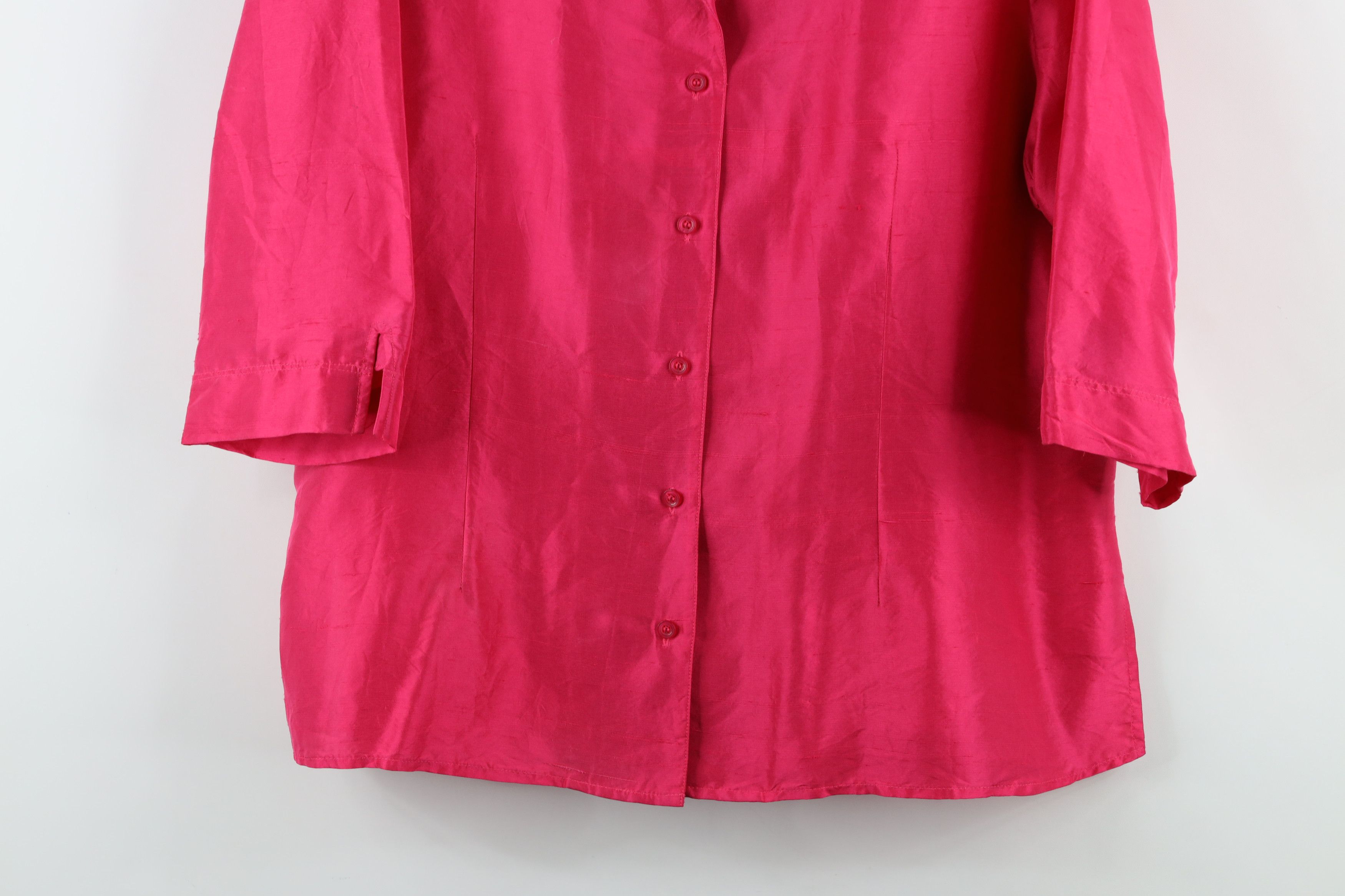 Vintage Vintage 90s Streetwear Silk Camp Collar Button Shirt Pink Size XL / US 12-14 / IT 48-50 - 3 Thumbnail
