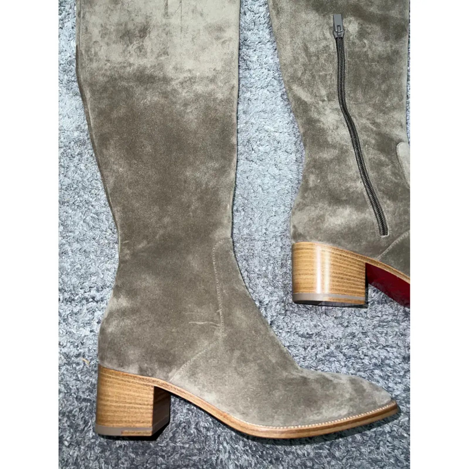 Christian Louboutin Christian Louboutin Gazellou 55 Silex Grey Suede Knee High Size US 5 / IT 35 - 4 Thumbnail