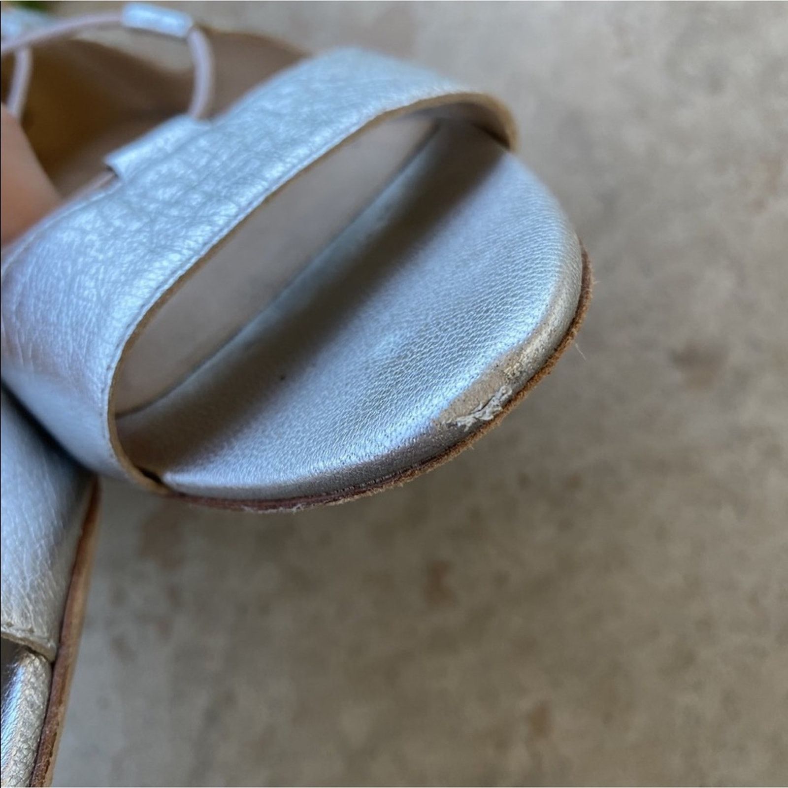 Loeffler Randall LOEFFLER RANDALL Metallic Silver Leather Sandal Flats 8.5 Size US 8.5 / IT 38.5 - 10 Thumbnail