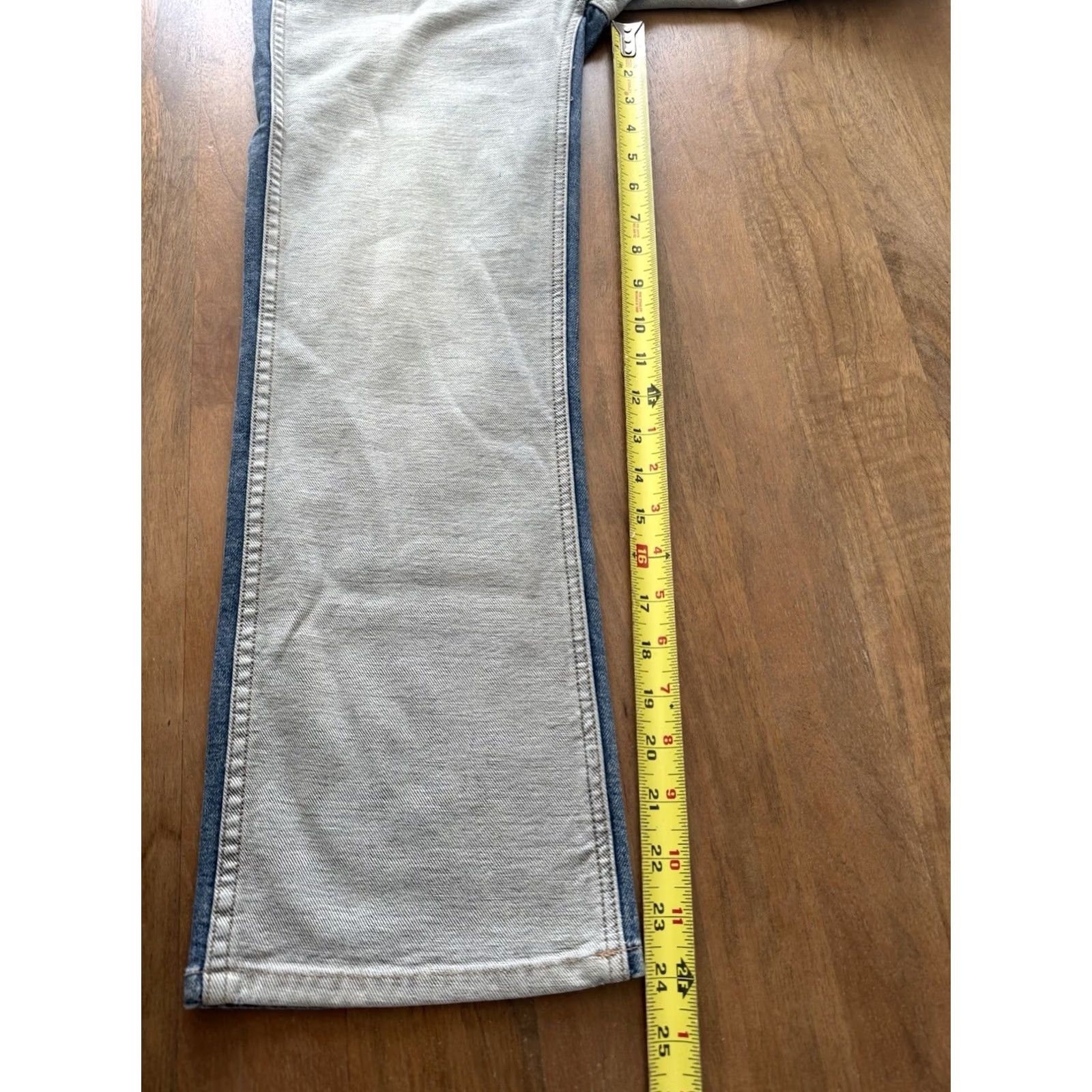 Vintage Current/Elliott Jeans Vanessa Two Tone Denim Womens 25 Mid Rise Blue 5-Pocket Regular Straight 27x24 Beige? Size 42" / US 20 - 7 Thumbnail