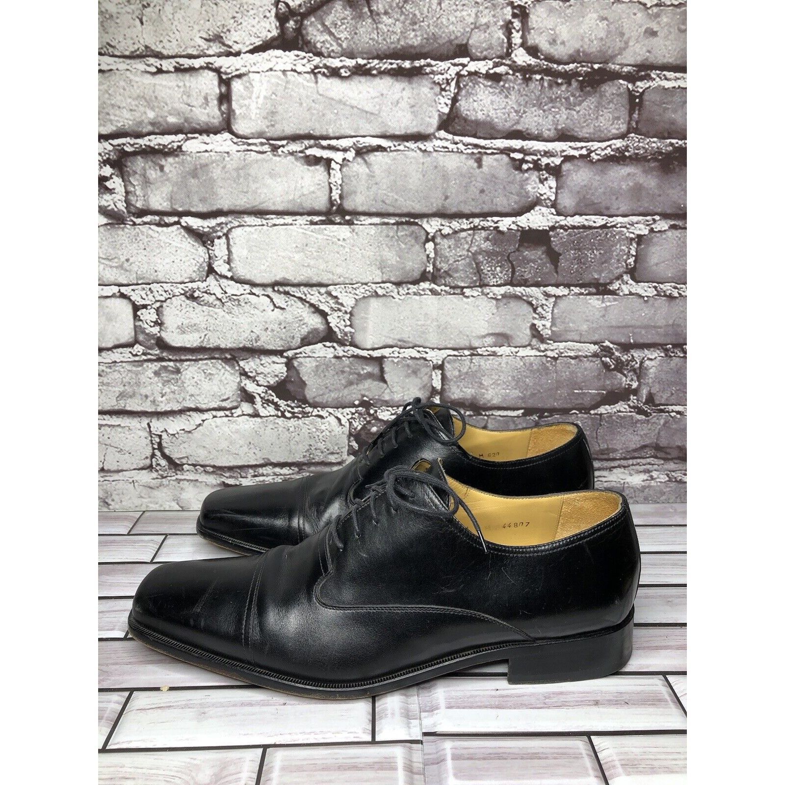 Mezlan Mezlan Lancer Black Leather Square Cap Toe Lace Oxfords Shoe Size US 10 / EU 43 - 11 Thumbnail