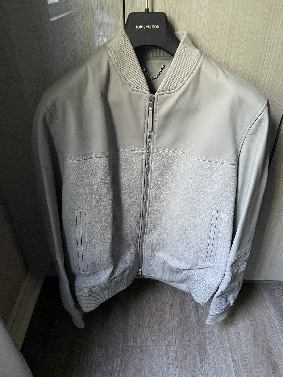 Louis Vuitton Louis Vuitton Grey Leather Jacket Size US XL / EU 56 / 4 - 2 Thumbnail