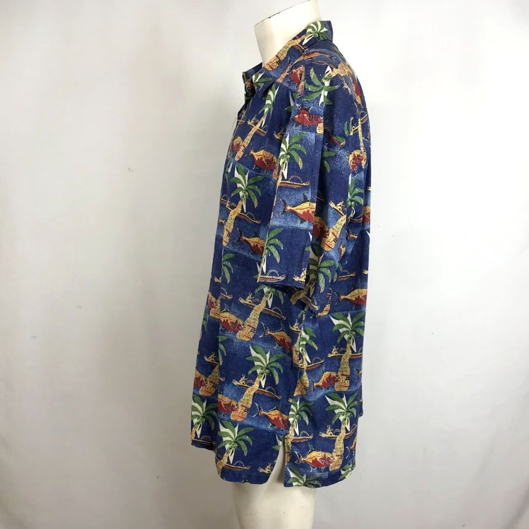Vintage Kahala Mens XL Blue Hawaiian Shirt Button Collared 100% Cotton Size US XL / EU 56 / 4 - 7 Thumbnail