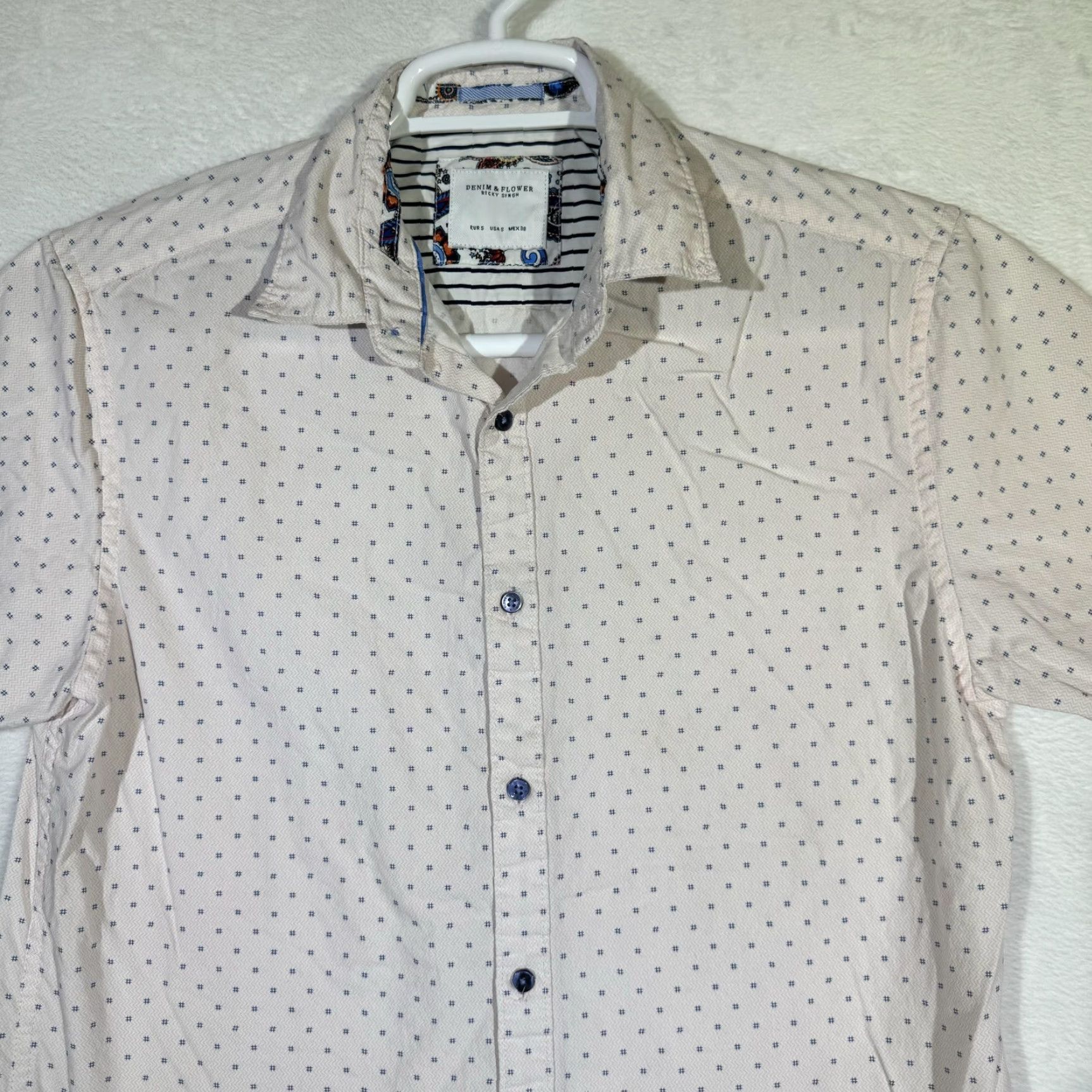 Vintage Denim & Flower Shirt Mens Small Pink Blue Short Sleeve Button-Down Casual Modern Size US S / EU 44-46 / 1 - 5 Thumbnail