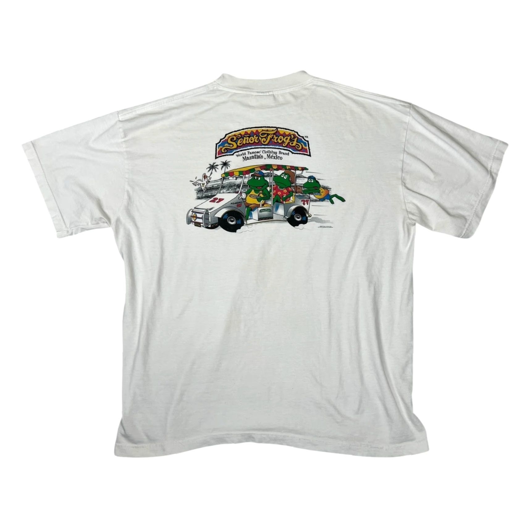 Vintage VINTAGE Senor Frogs Puerto Vallarta T-Shirt 2XL White Mens Short Sleeve Crew Neck Cotton Graphic Print 90s Beach Classic Size US XXL / EU 58 / 5 - 2 Thumbnail