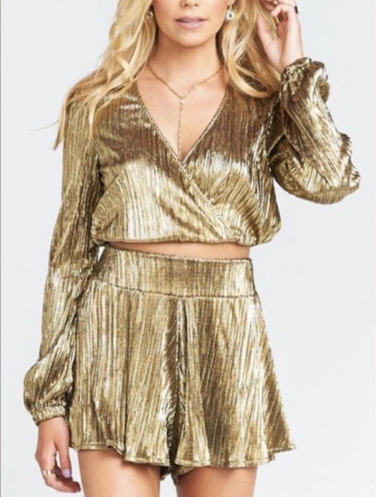 Show Me Your MuMu Show Me Your MUMU Skort Carlos Lame Swing Shorts Pleated XS Size 23" - 4 Thumbnail